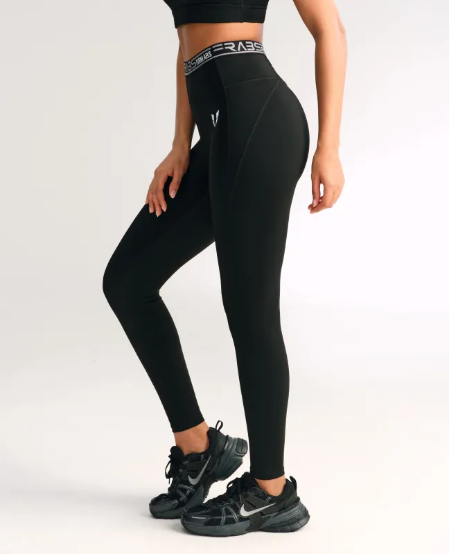 High Waisted Leggings with Back Zip Pocket - Black sold by Firm Abs