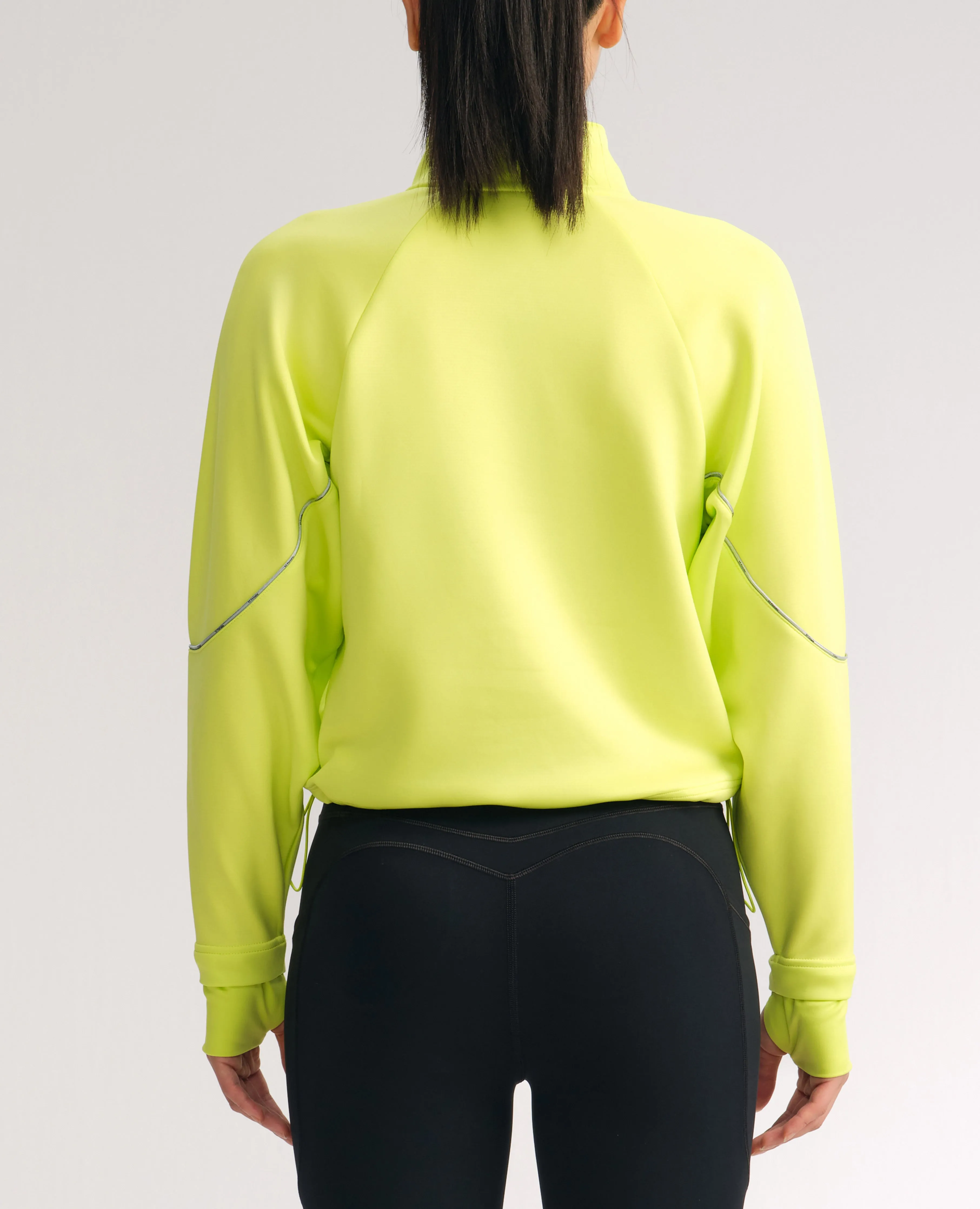 Stand Collar Half Zip Drawstring Athletic Pullover - Lemon Yellow sold by Firm Abs product image thumbnail 3