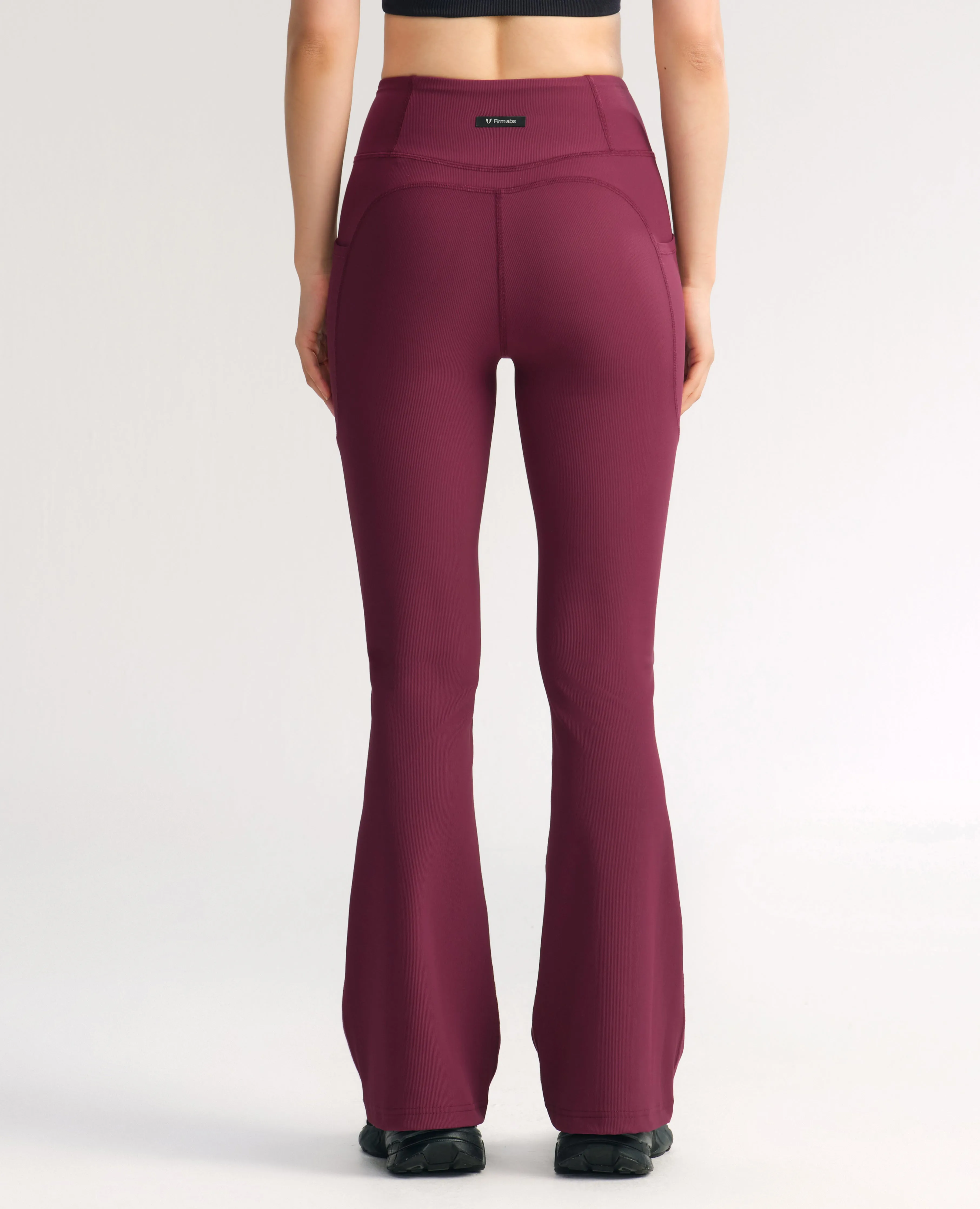 High Waisted Fleece Lined Flare Leggings - Jujube Red sold by Firm Abs product image thumbnail 3