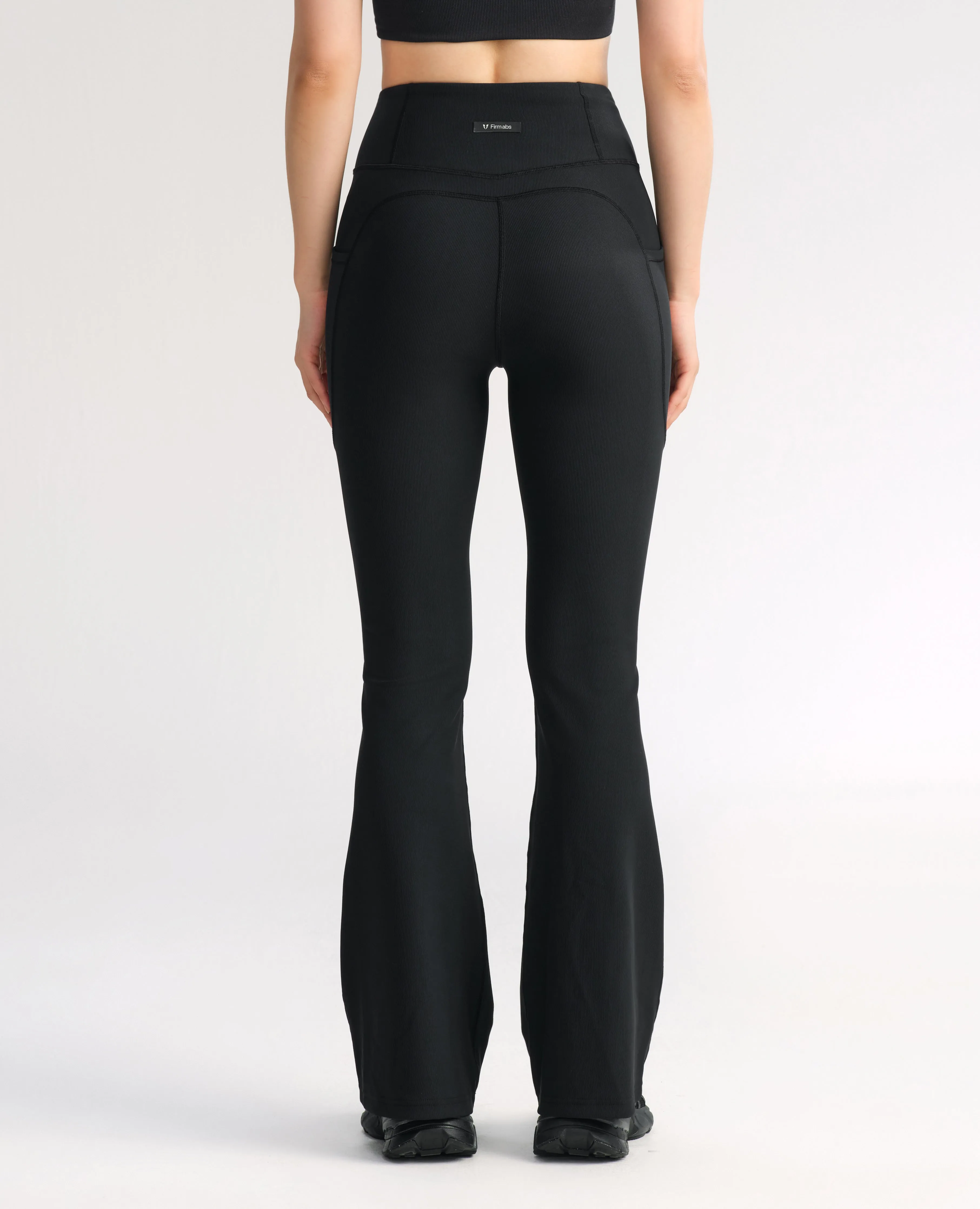 High Waisted Fleece Lined Flare Leggings - Black sold by Firm Abs product image thumbnail 3