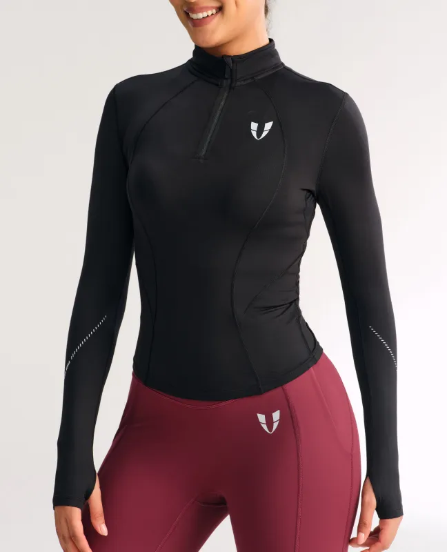 Slim Fit Fleece Half Zip Workout Top - Black sold by Firm Abs