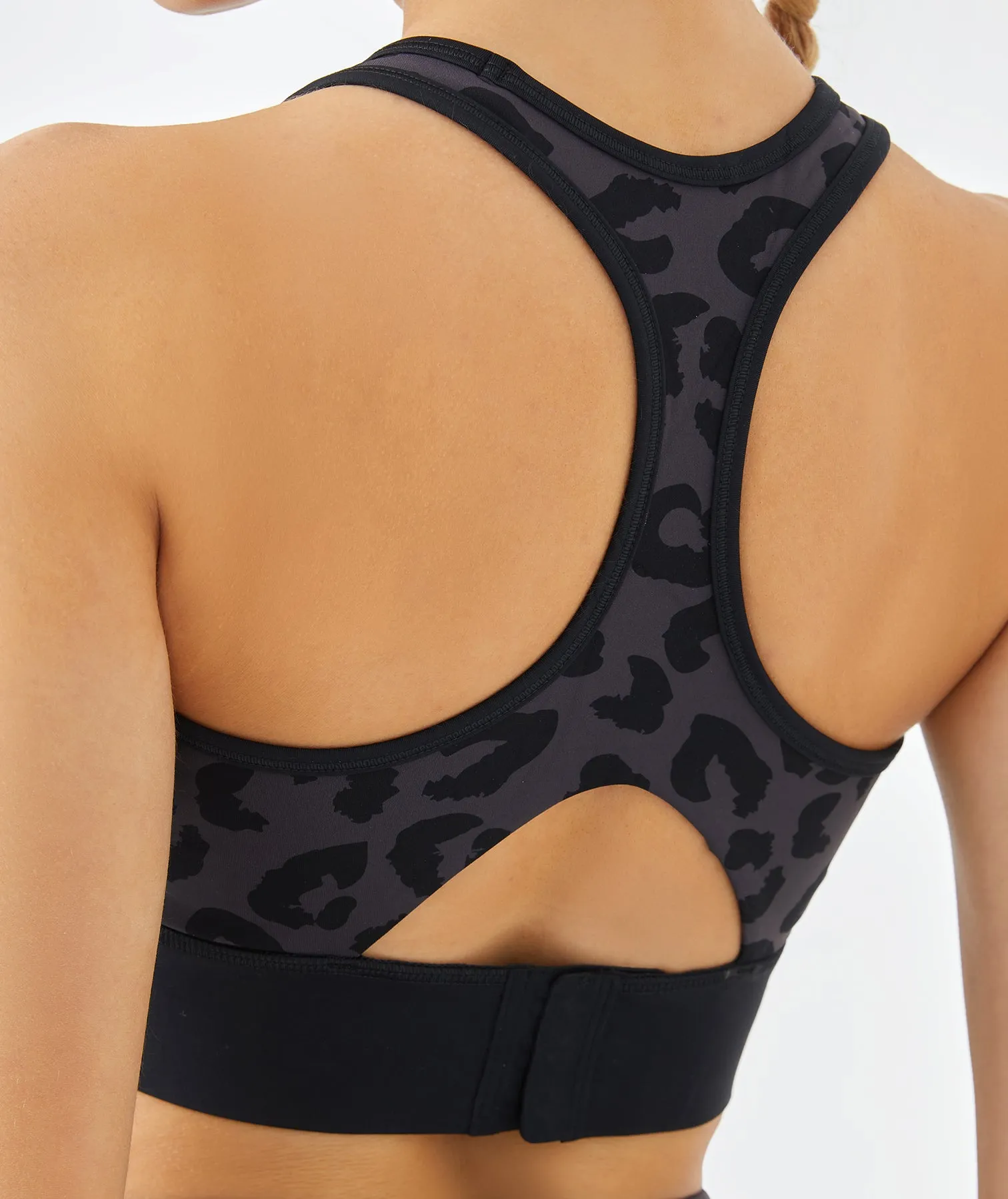 Deep V Leopard Sports Bra In Dark Gray sold by Firm Abs product image thumbnail 2