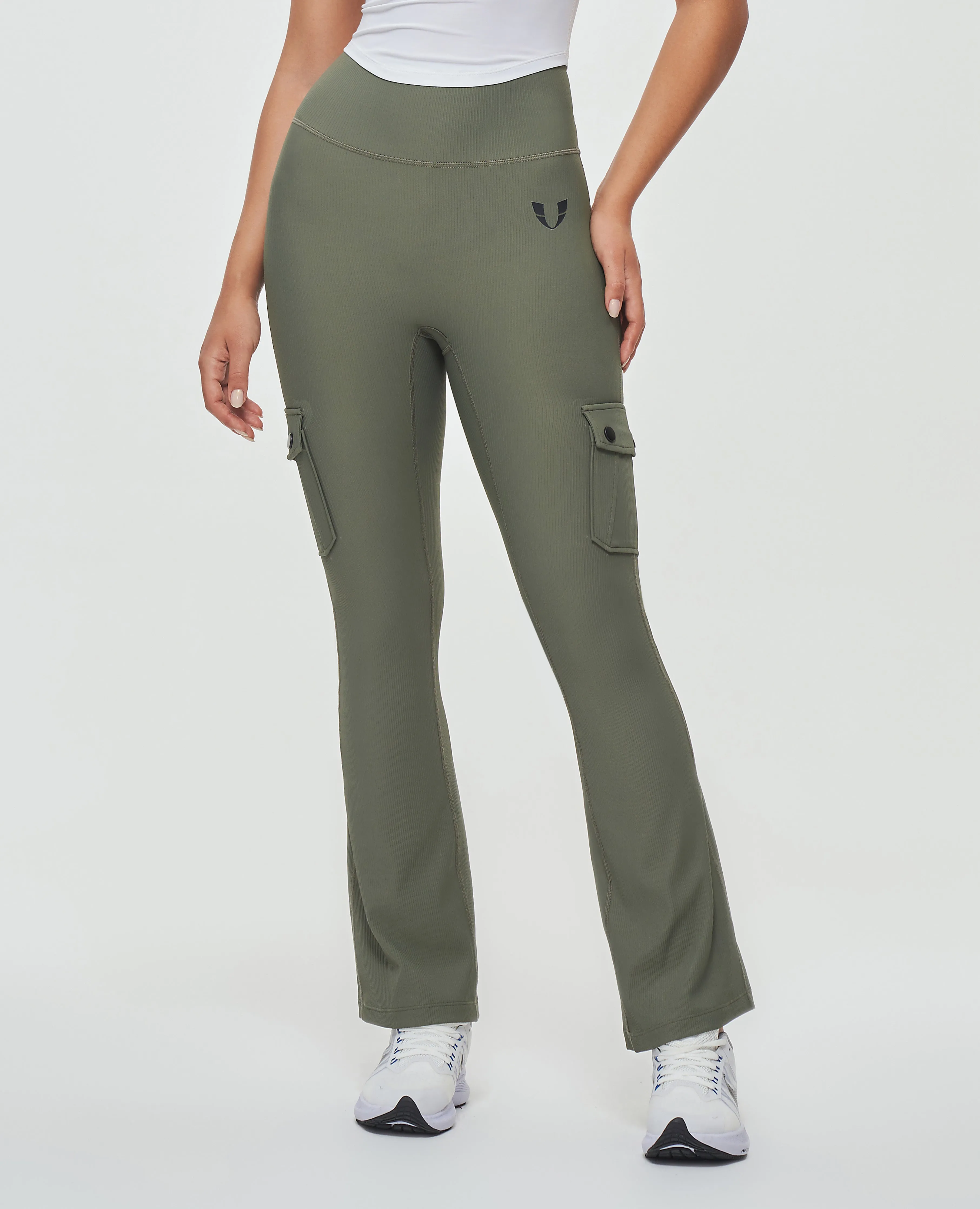 Cargo Pocket Flare Leggings - Olive Green sold by Firm Abs product image thumbnail 2