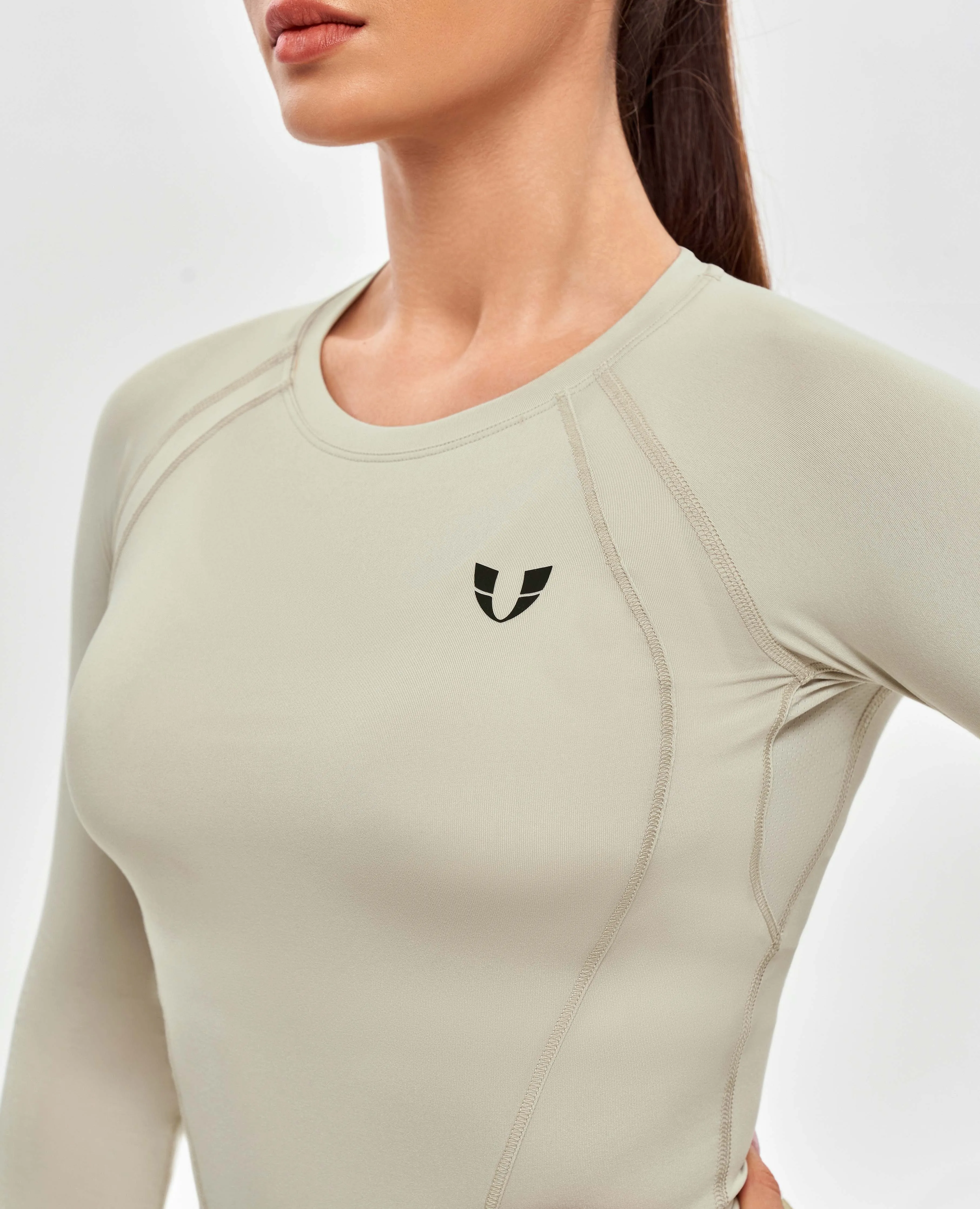 Long Sleeve Crop Top - Beige sold by Firm Abs product image thumbnail 4