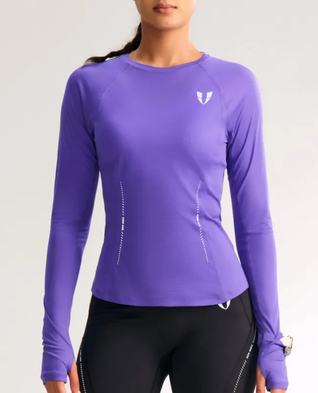 Reflective Waistline Workout Long Sleeve Top - Purple sold by Firm Abs