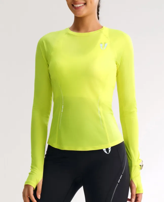Reflective Waistline Workout Long Sleeve Top - Lemon Yellow sold by Firm Abs