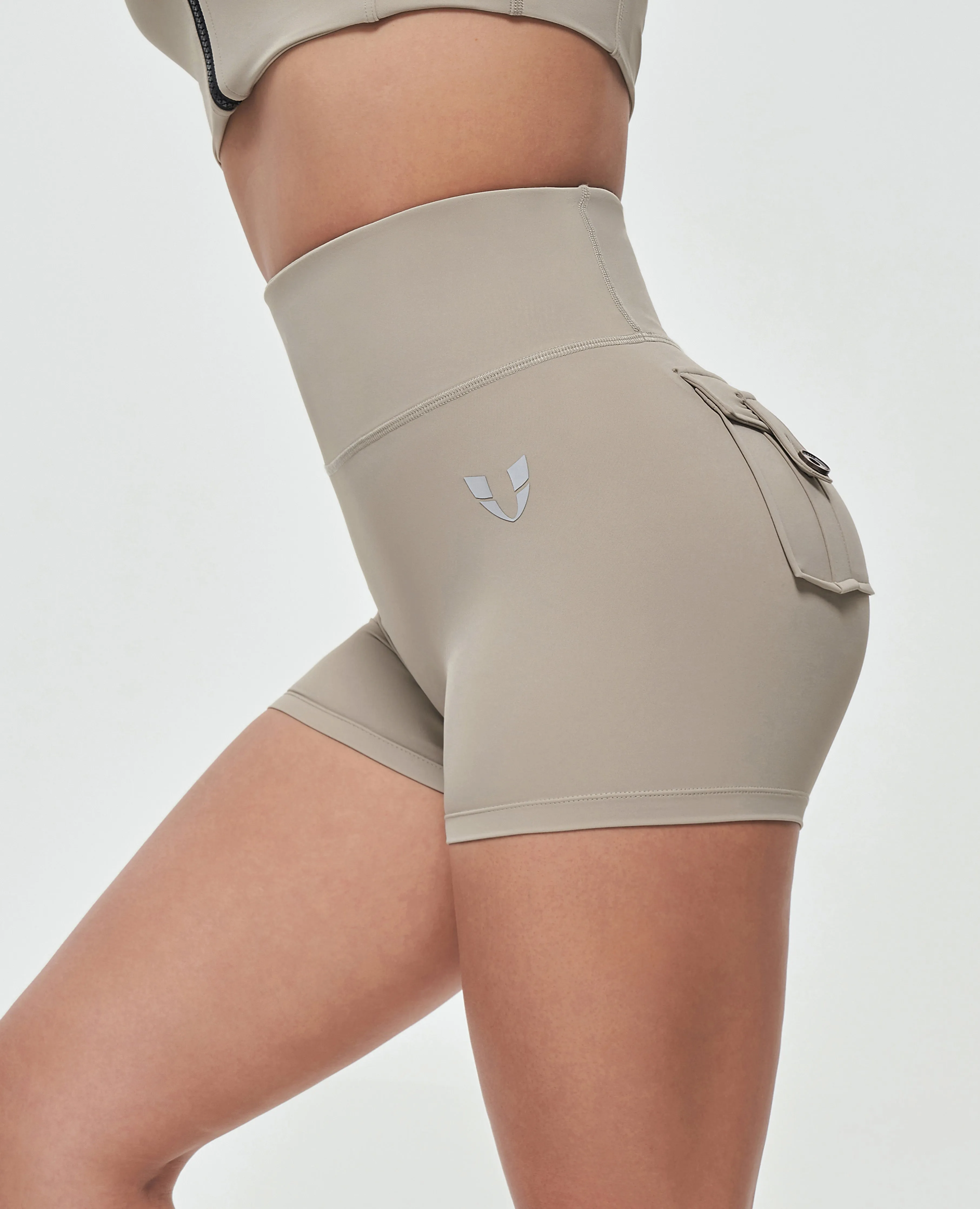 High Waist Cargo Shorts - Khaki sold by Firm Abs product image thumbnail 2