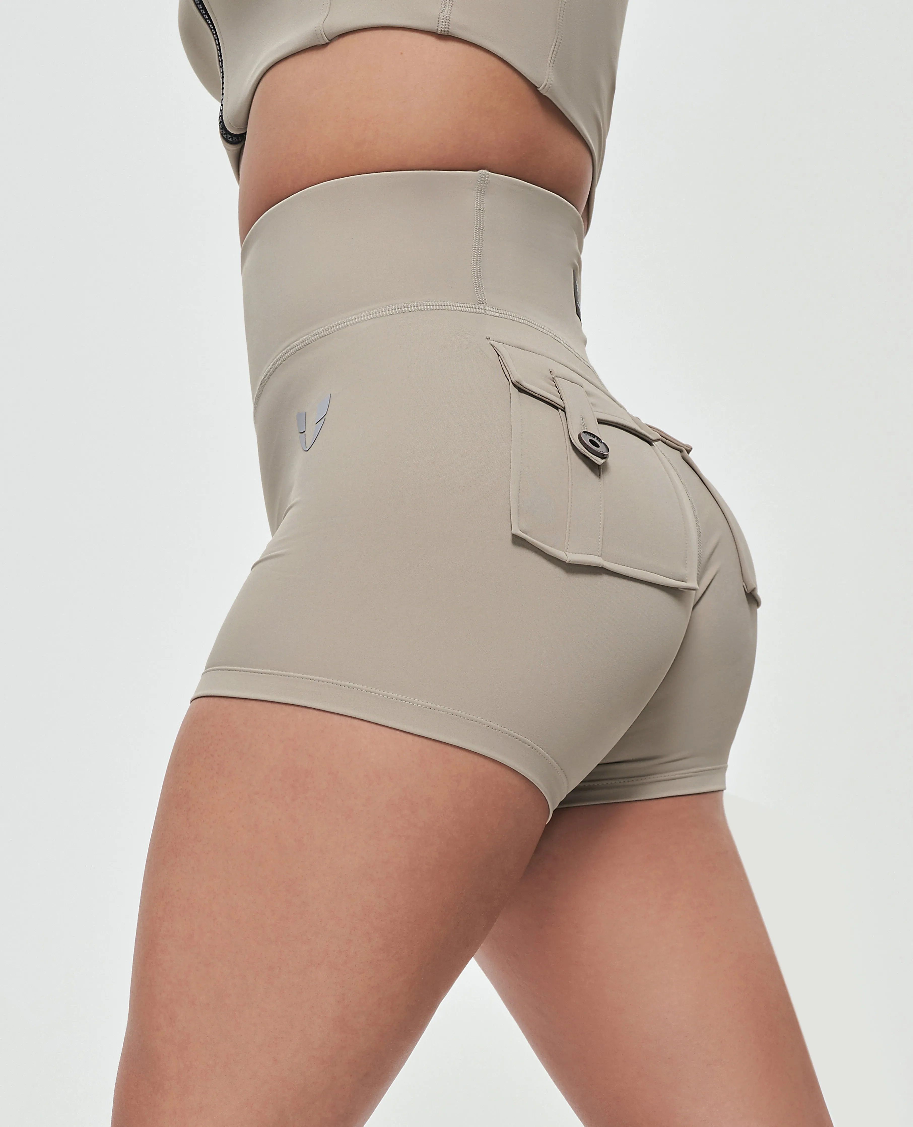 High Waist Cargo Shorts - Khaki sold by Firm Abs