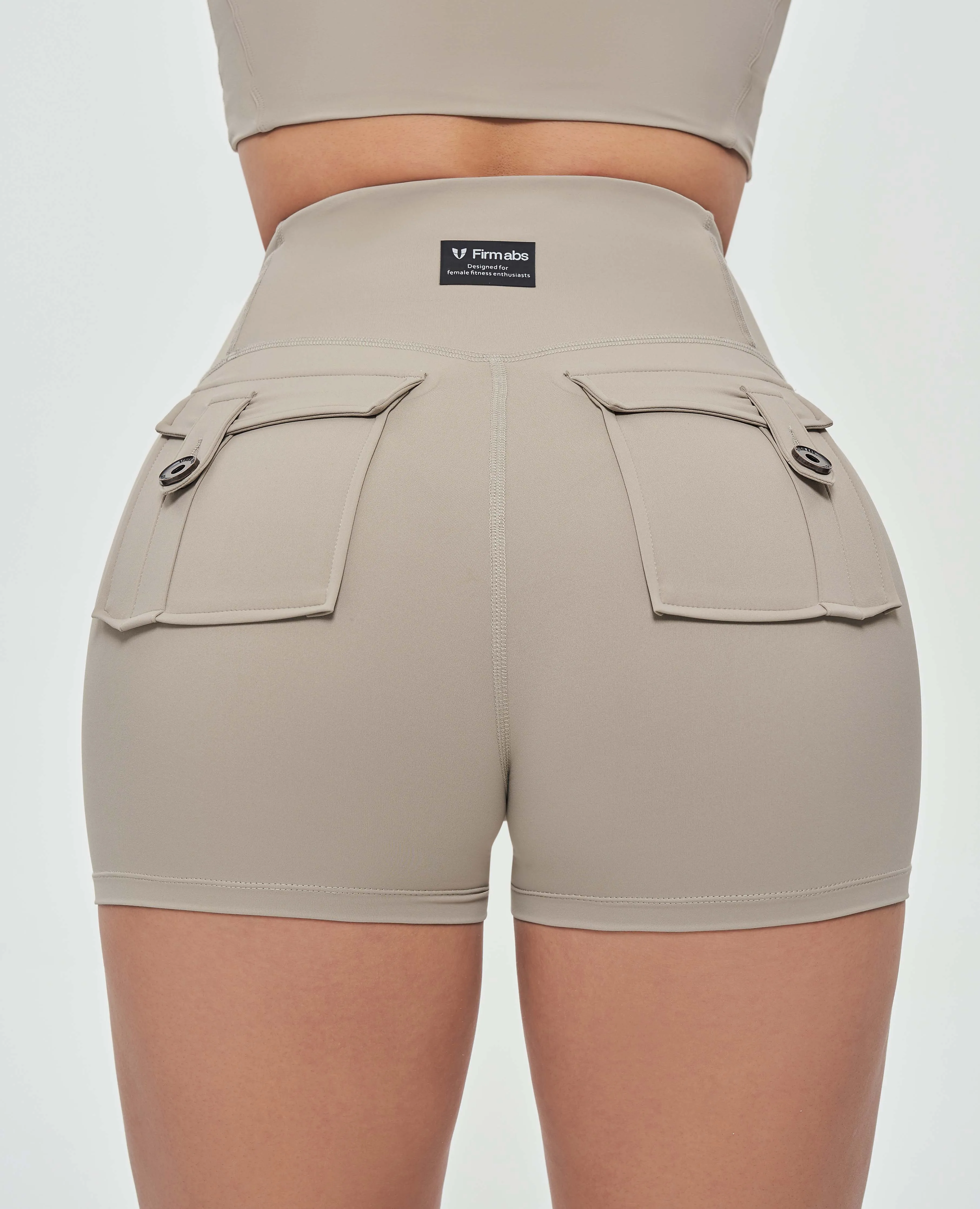 High Waist Cargo Shorts - Khaki sold by Firm Abs product image thumbnail 4