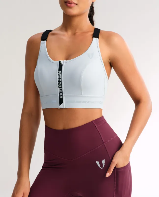 Zip Up High Support Active Bra - Gray sold by Firm Abs