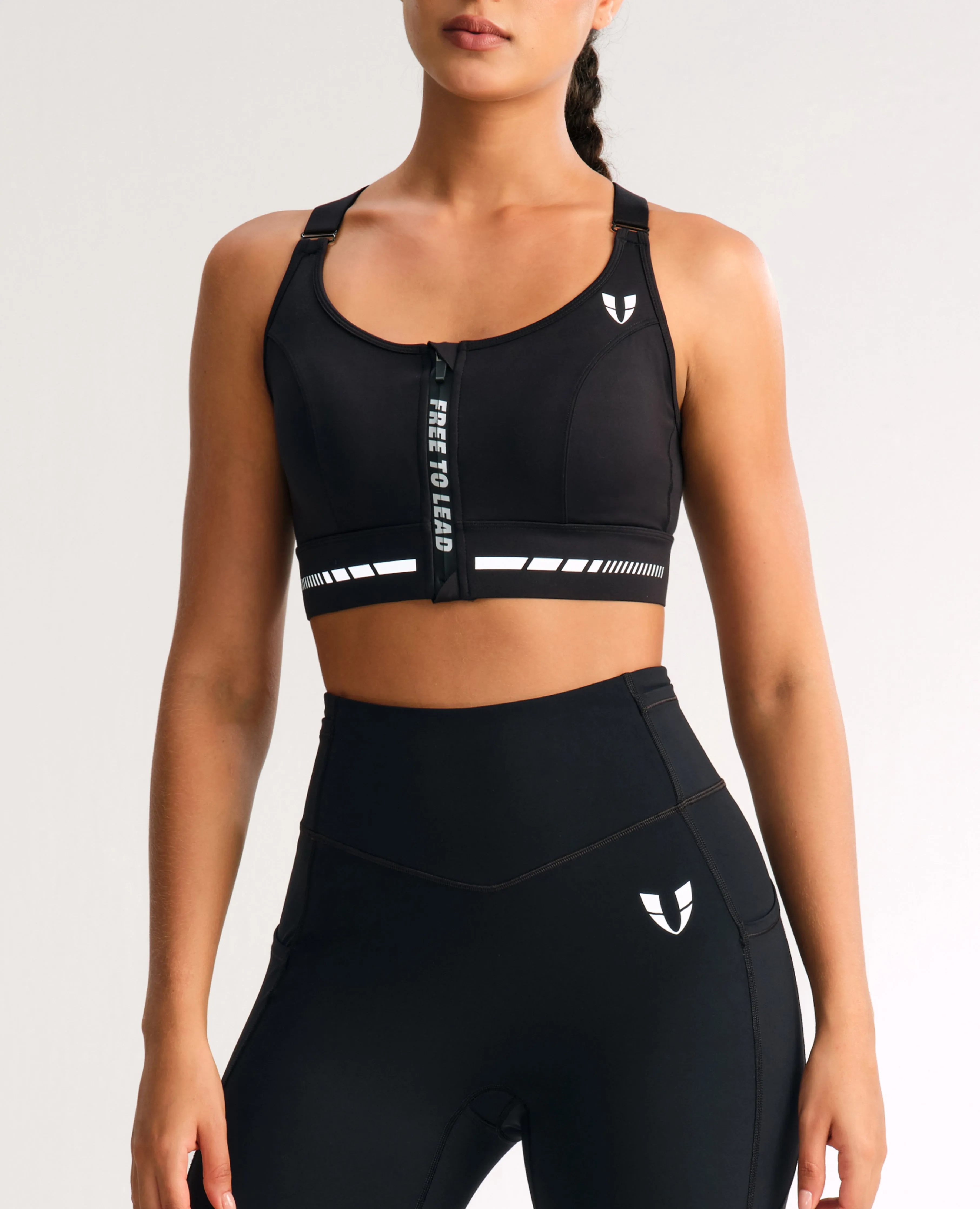 Zip Up High Support Active Bra - Black sold by Firm Abs