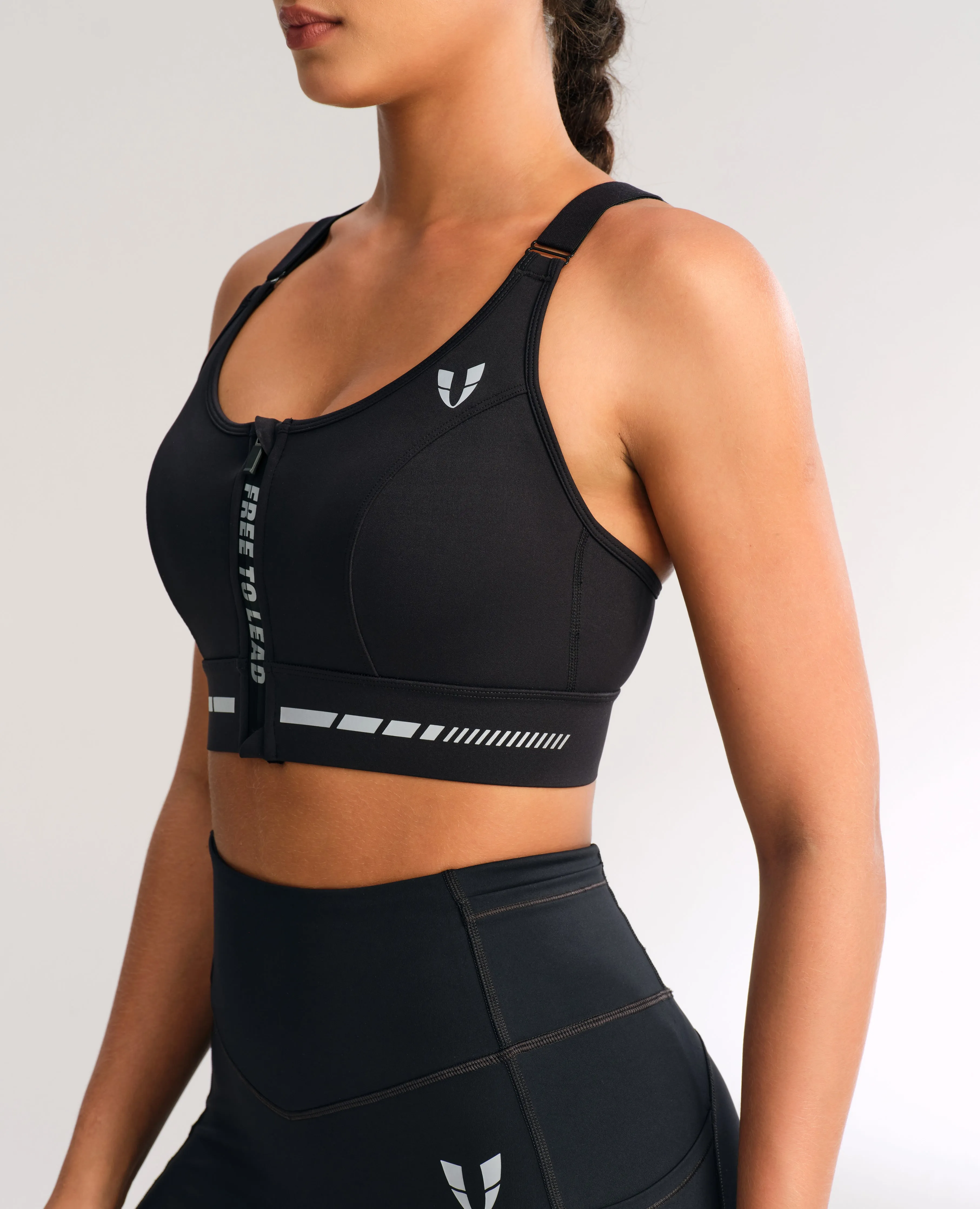 Zip Up High Support Active Bra - Black sold by Firm Abs product image thumbnail 3