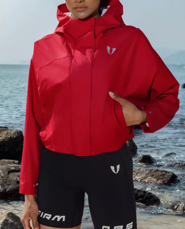 Loose Fit Workout Zip Drawstring Hoodie Jacket - Red sold by Firm Abs