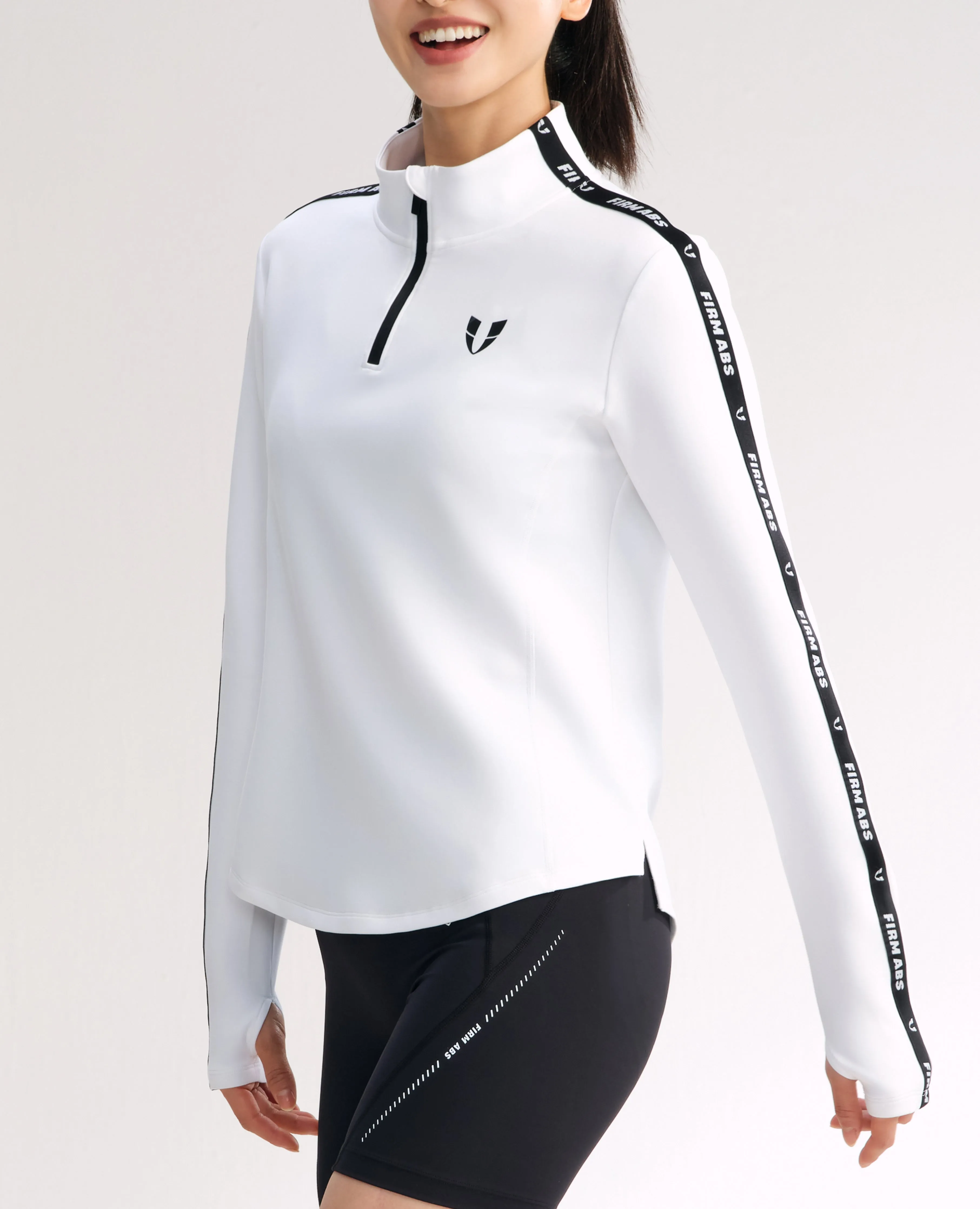 Athletic Half Zip Pullover Top - White sold by Firm Abs product image thumbnail 3