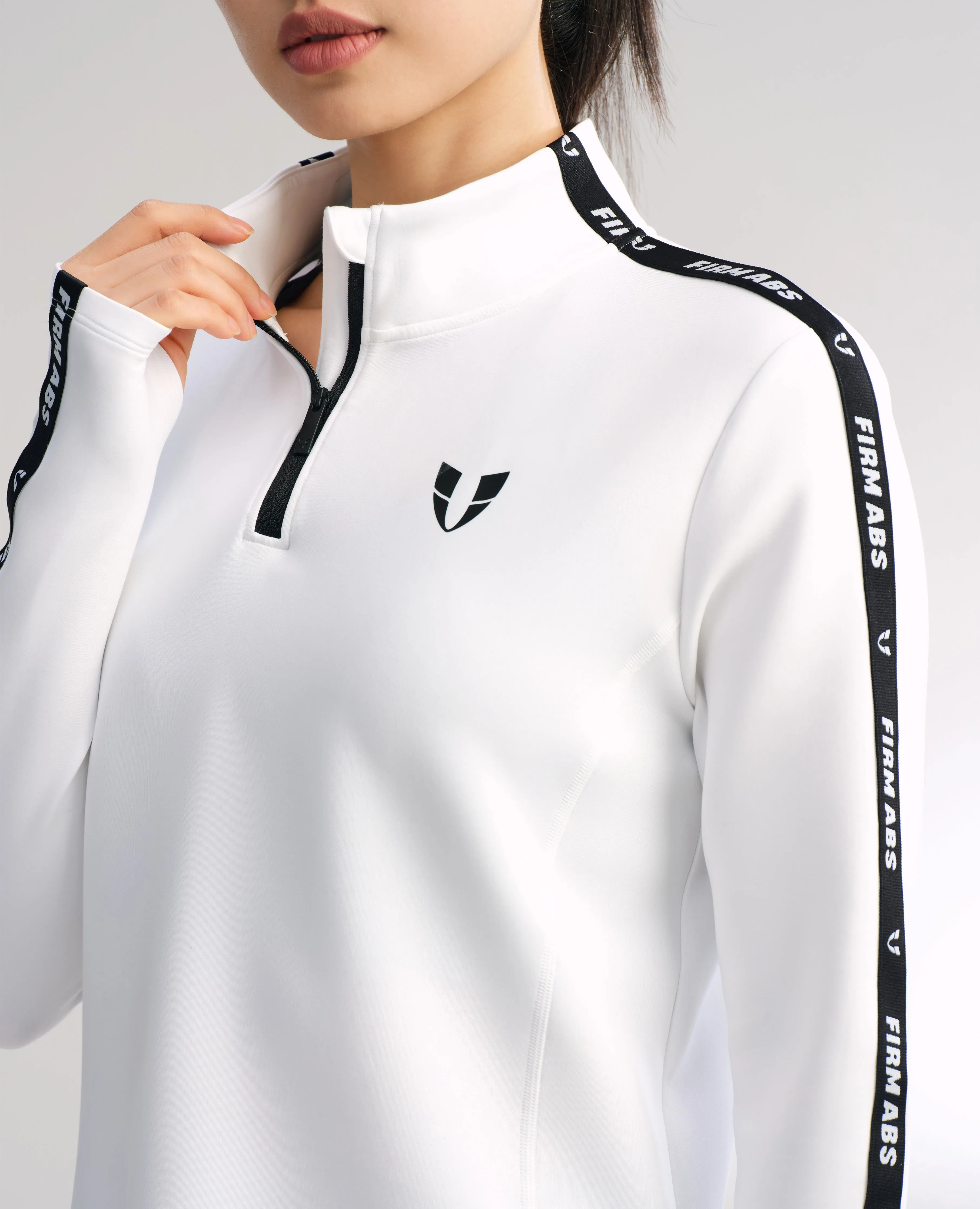 Athletic Half Zip Pullover Top - White sold by Firm Abs product image thumbnail 4