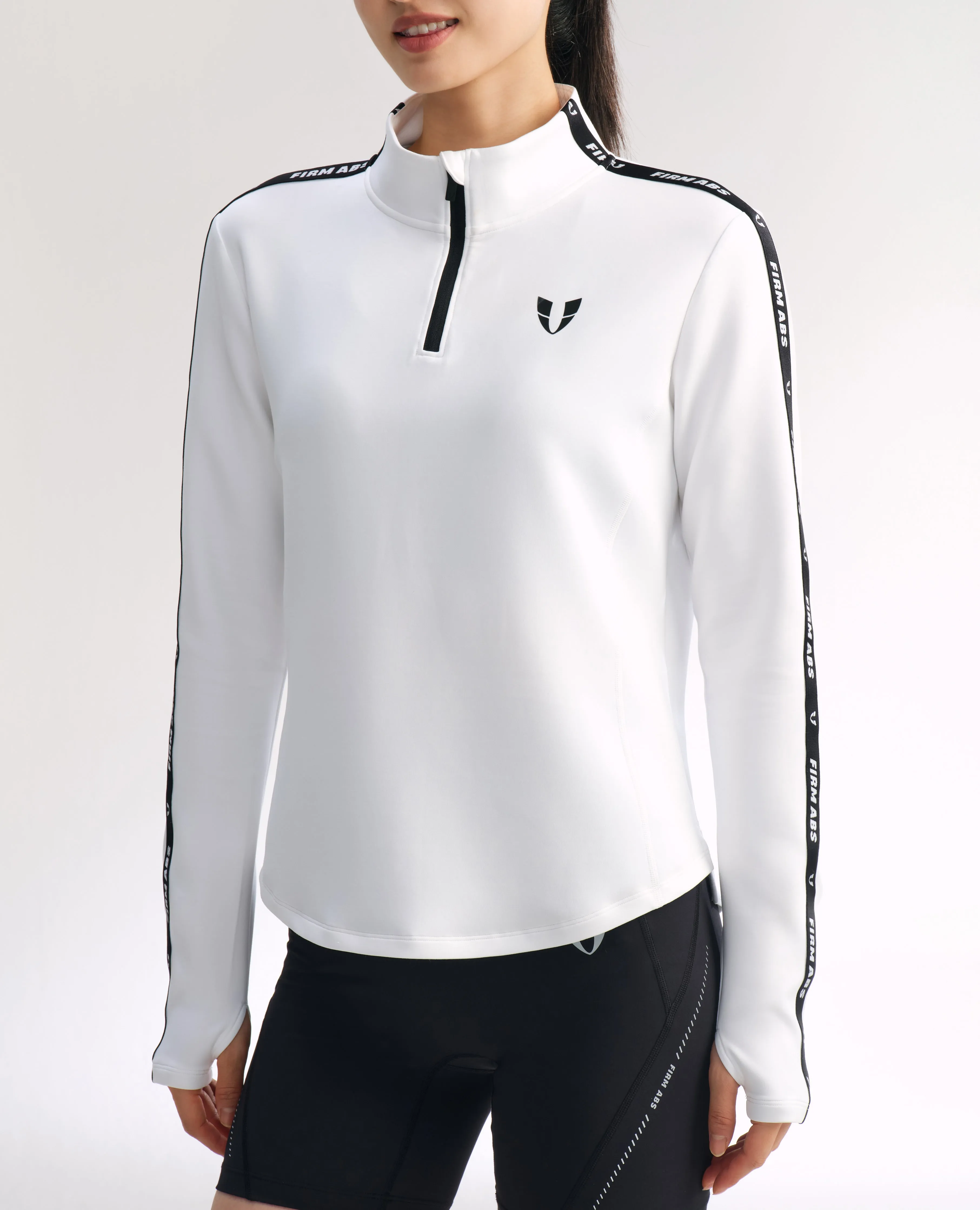 Athletic Half Zip Pullover Top - White sold by Firm Abs