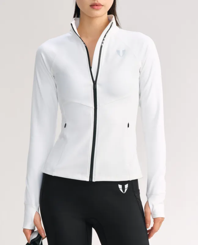 Slim Fit Thin Fleece Athletic Jacket - White sold by Firm Abs