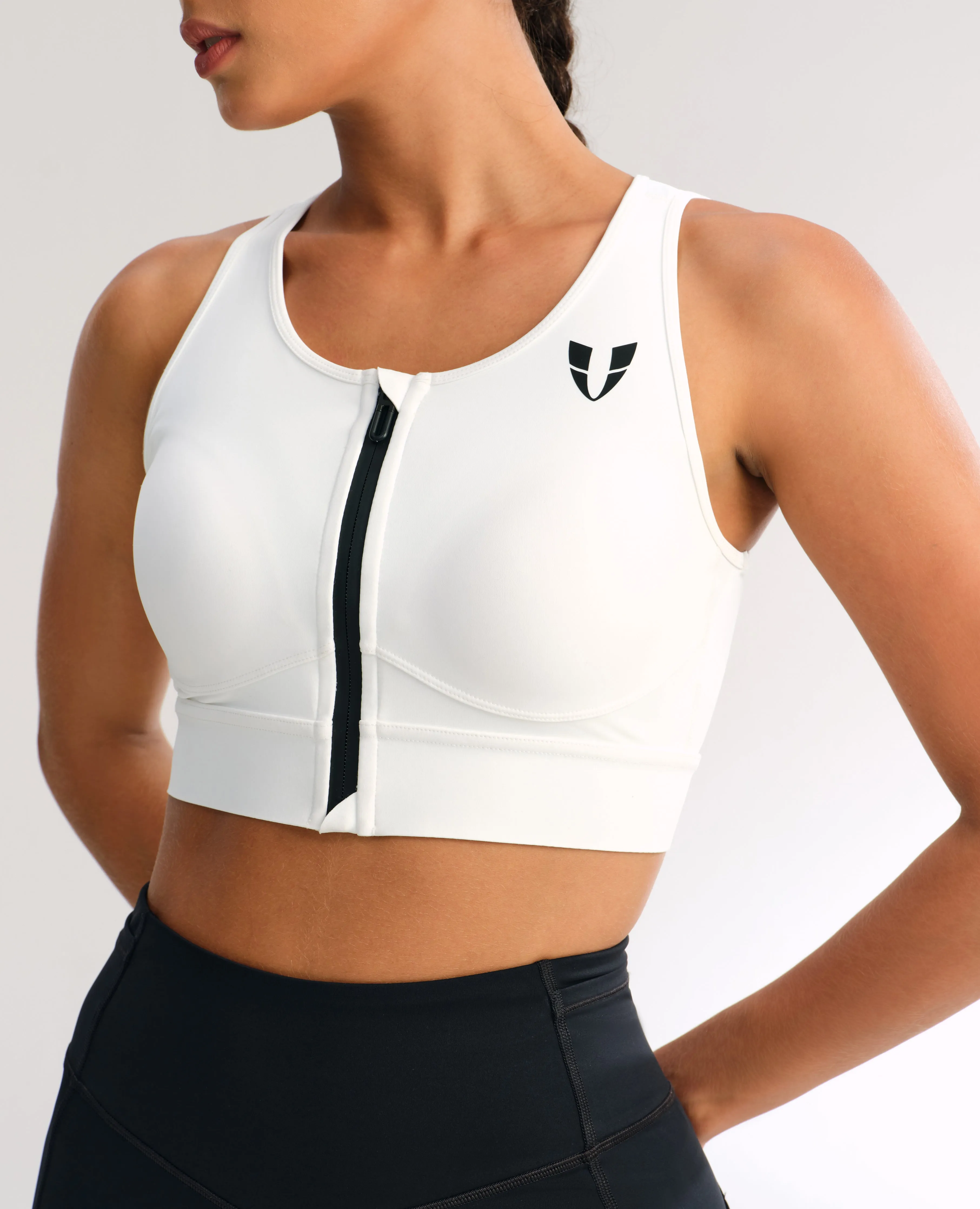 Zip Front High Support Sports Bra - White sold by Firm Abs product image thumbnail 3
