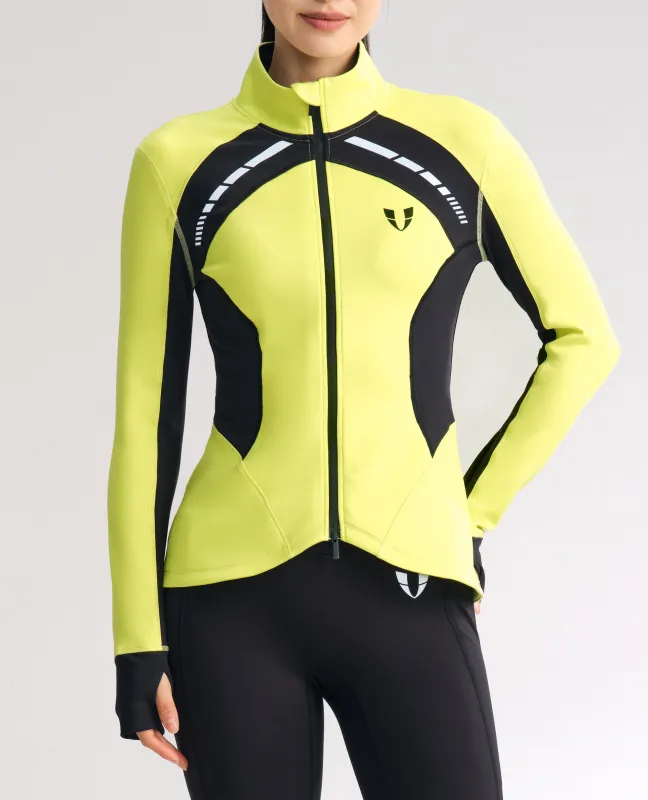 Slim Fit Color Block Athletic Jacket - Lemon Yellow and Black made by Firm Abs
