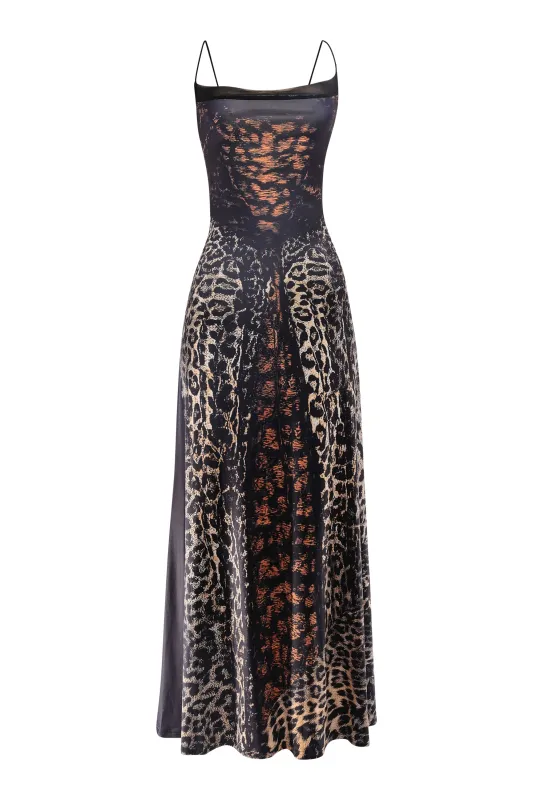 Multi Animal Printed Maxi Dress sold by Bogomore