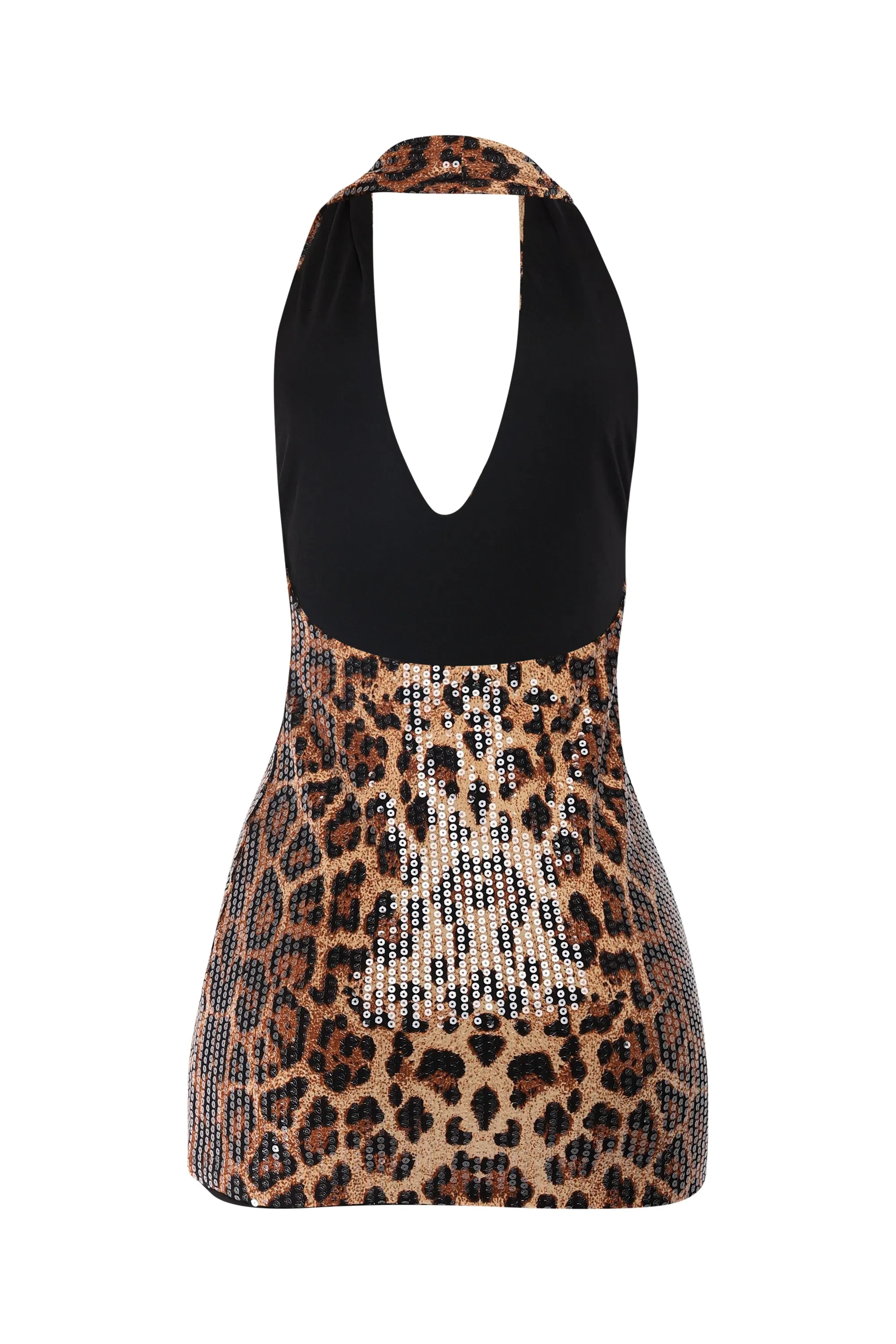 Halter leopard printed sequin mini dress sold by Bogomore product image thumbnail 4