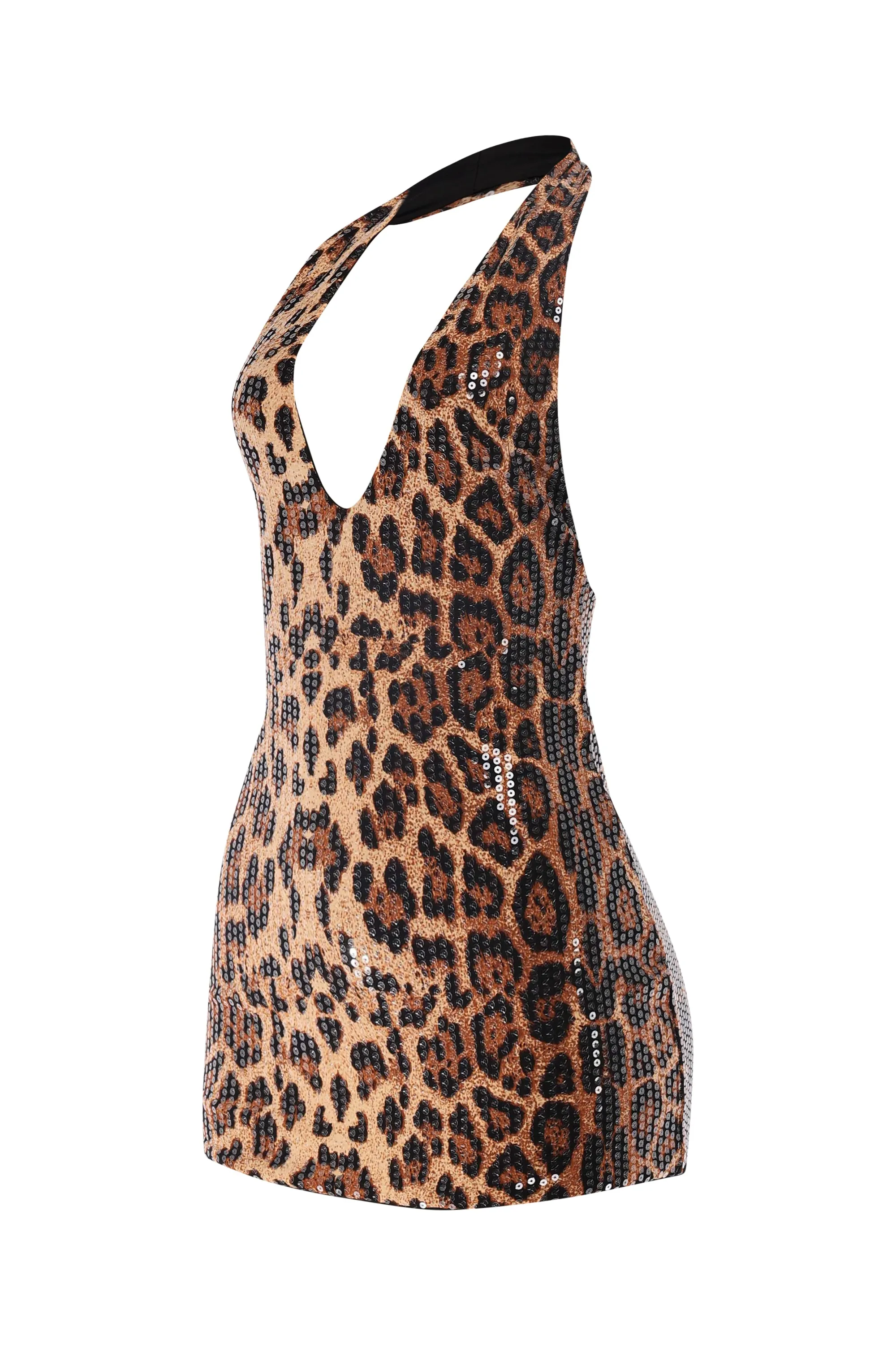 Halter leopard printed sequin mini dress sold by Bogomore product image thumbnail 3