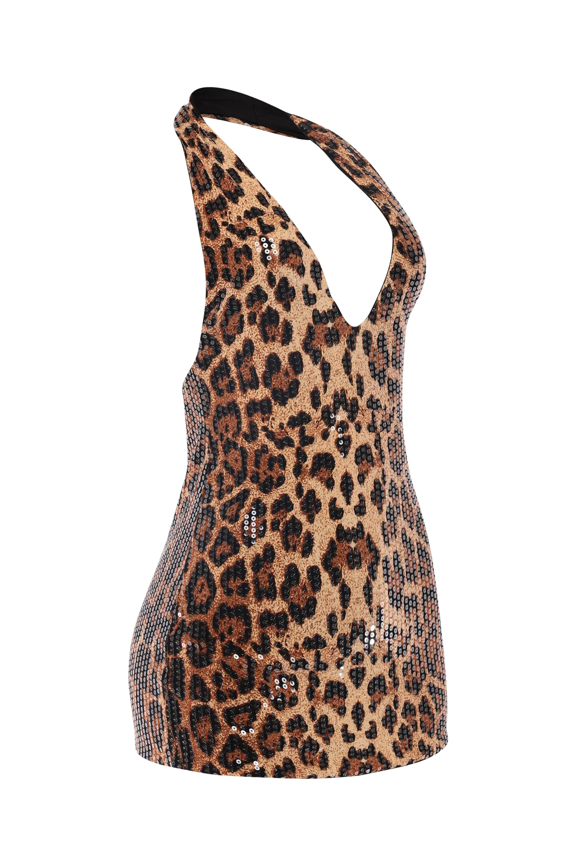 Halter leopard printed sequin mini dress sold by Bogomore product image thumbnail 2