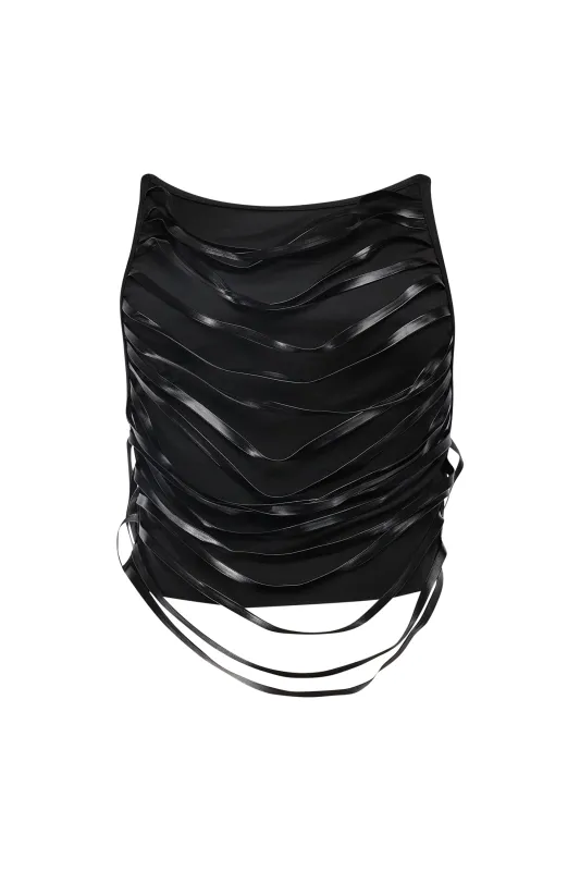 Open back top with PU strap detailed sold by Bogomore