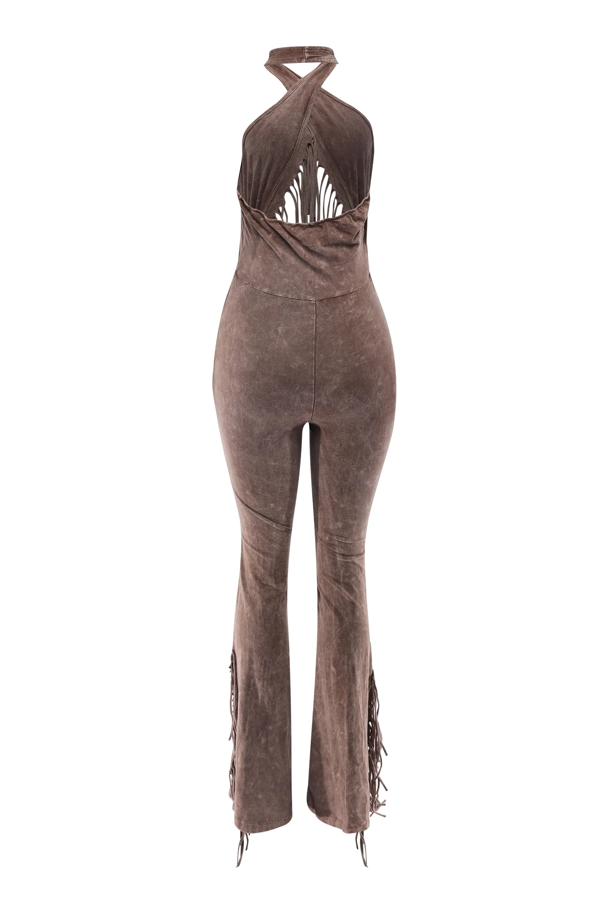 Mineral Washed Halter Fringe Jumpsuit sold by Bogomore product image thumbnail 3
