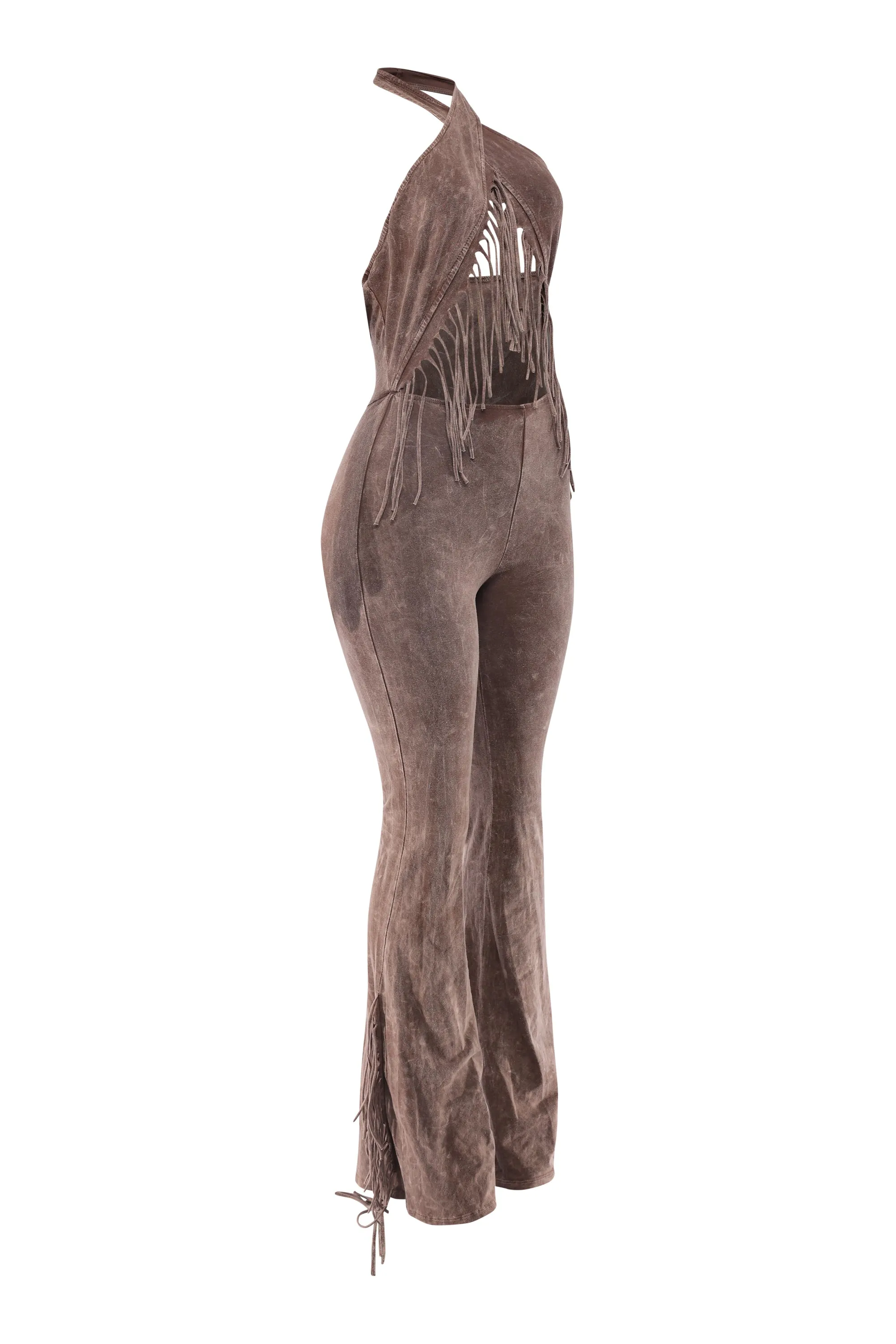 Mineral Washed Halter Fringe Jumpsuit sold by Bogomore product image thumbnail 2