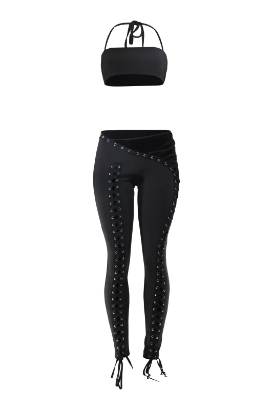 After Dark Lace Up Pant Set sold by Bogomore