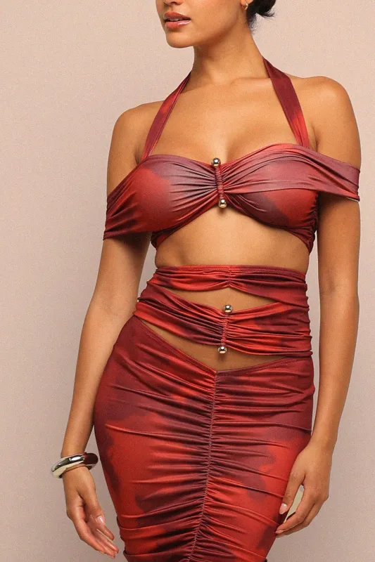 After Dark Cutout Off Shoulder Maxi Set sold by Bogomore