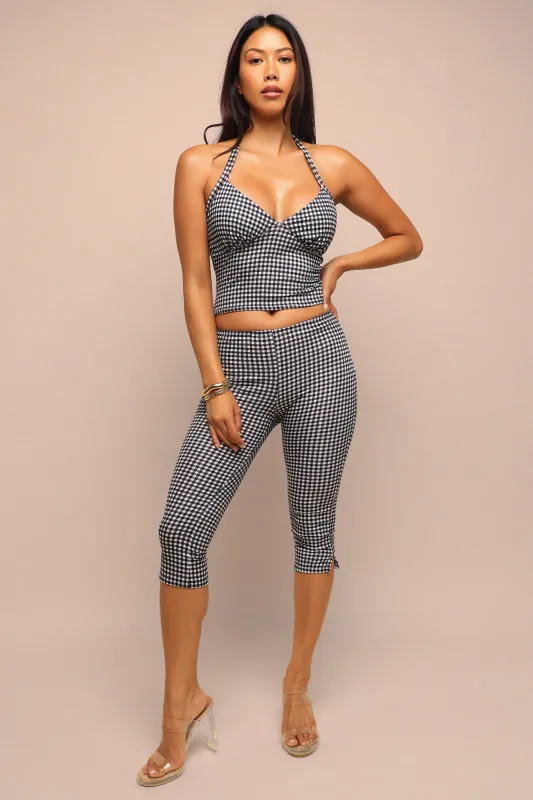 Halter top and capri pants set - Black sold by Bogomore