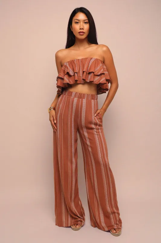 Sunset Flare Ruffle Tube & Wide Leg Set. sold by Bogomore