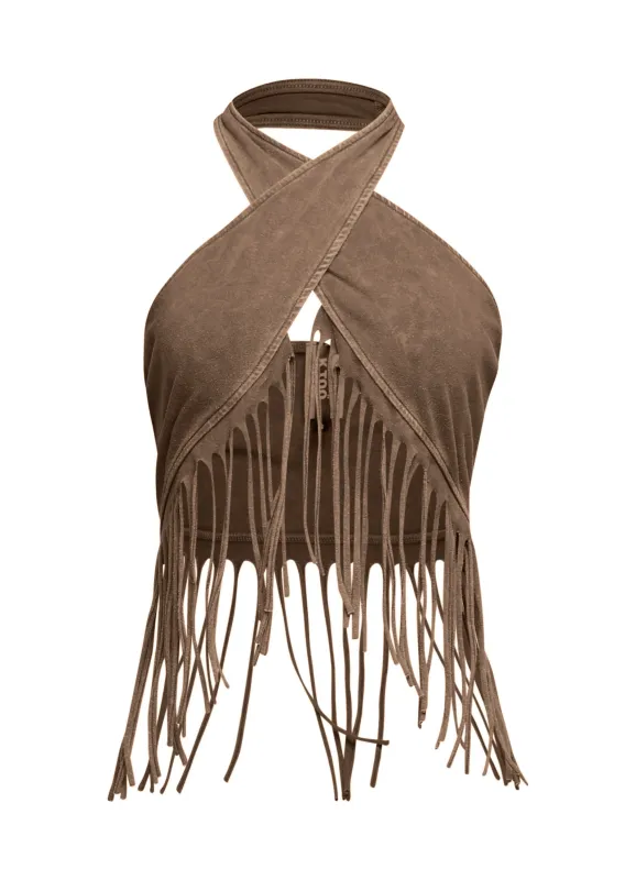 Fringe halter top... sold by Bogomore