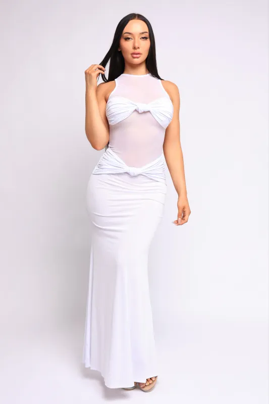 Bare Illusion Mesh Contrast Maxi Dress.. sold by Bogomore