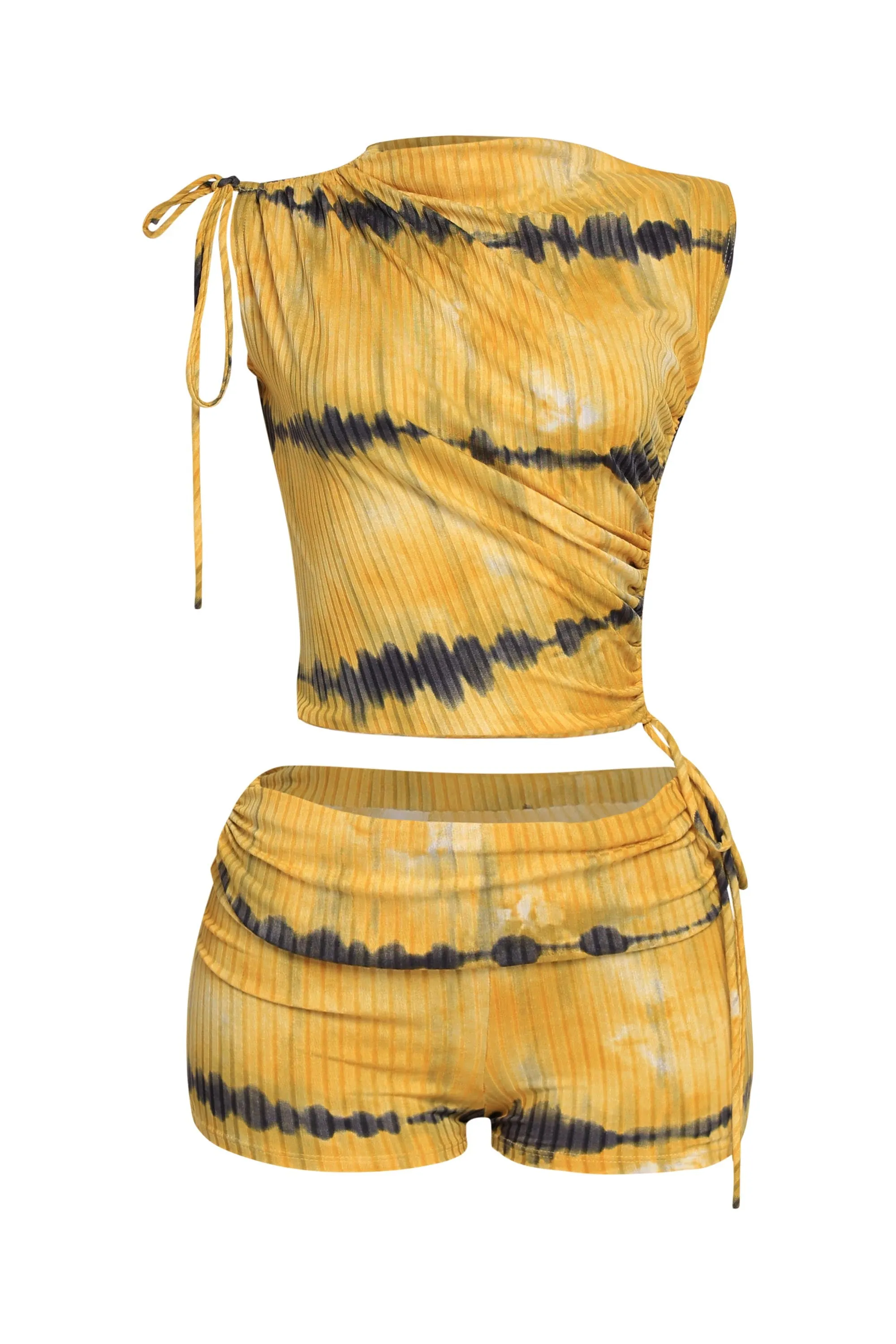 Tie dye printed ruched detailed short set.. sold by Bogomore