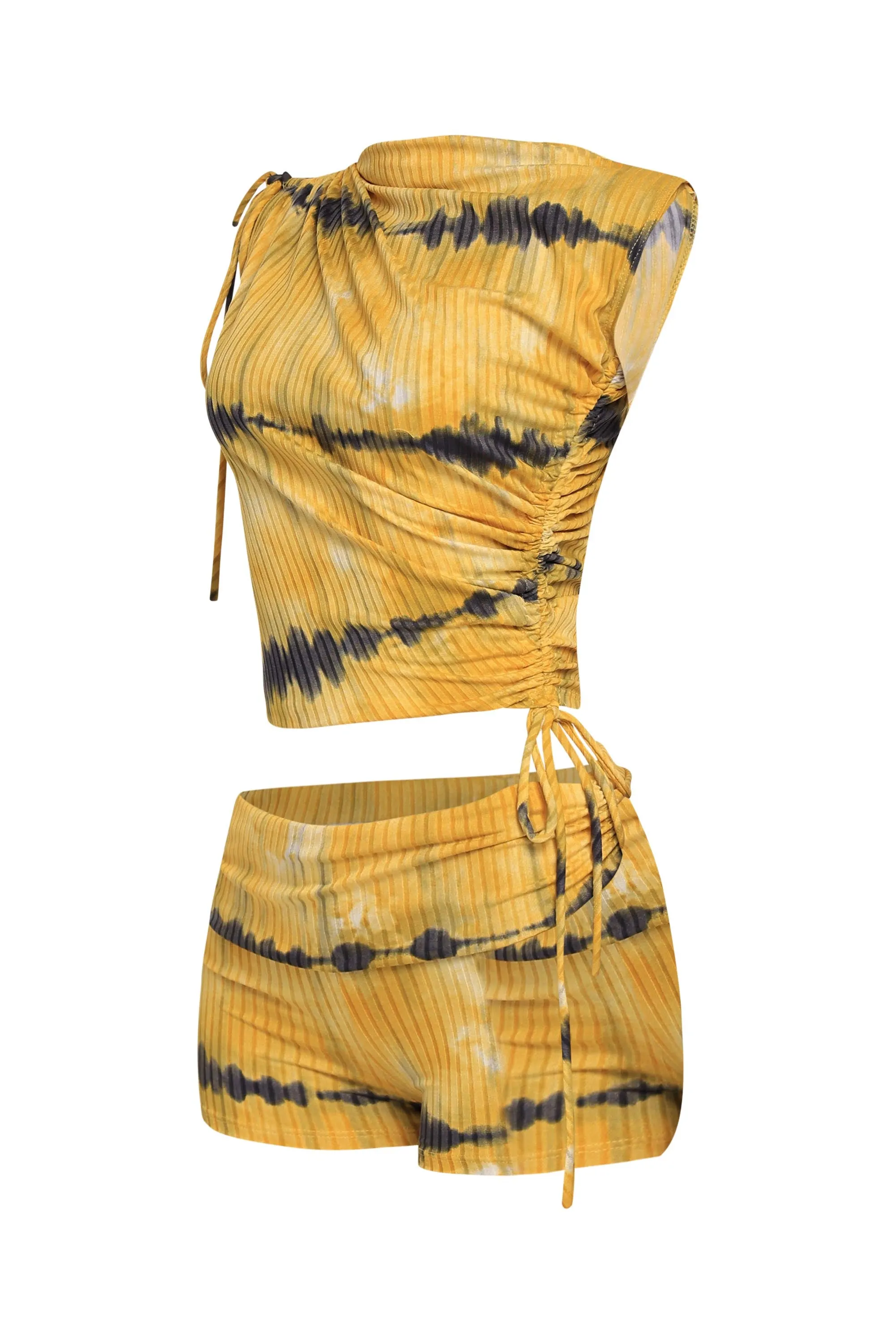 Tie dye printed ruched detailed short set.. sold by Bogomore product image thumbnail 3