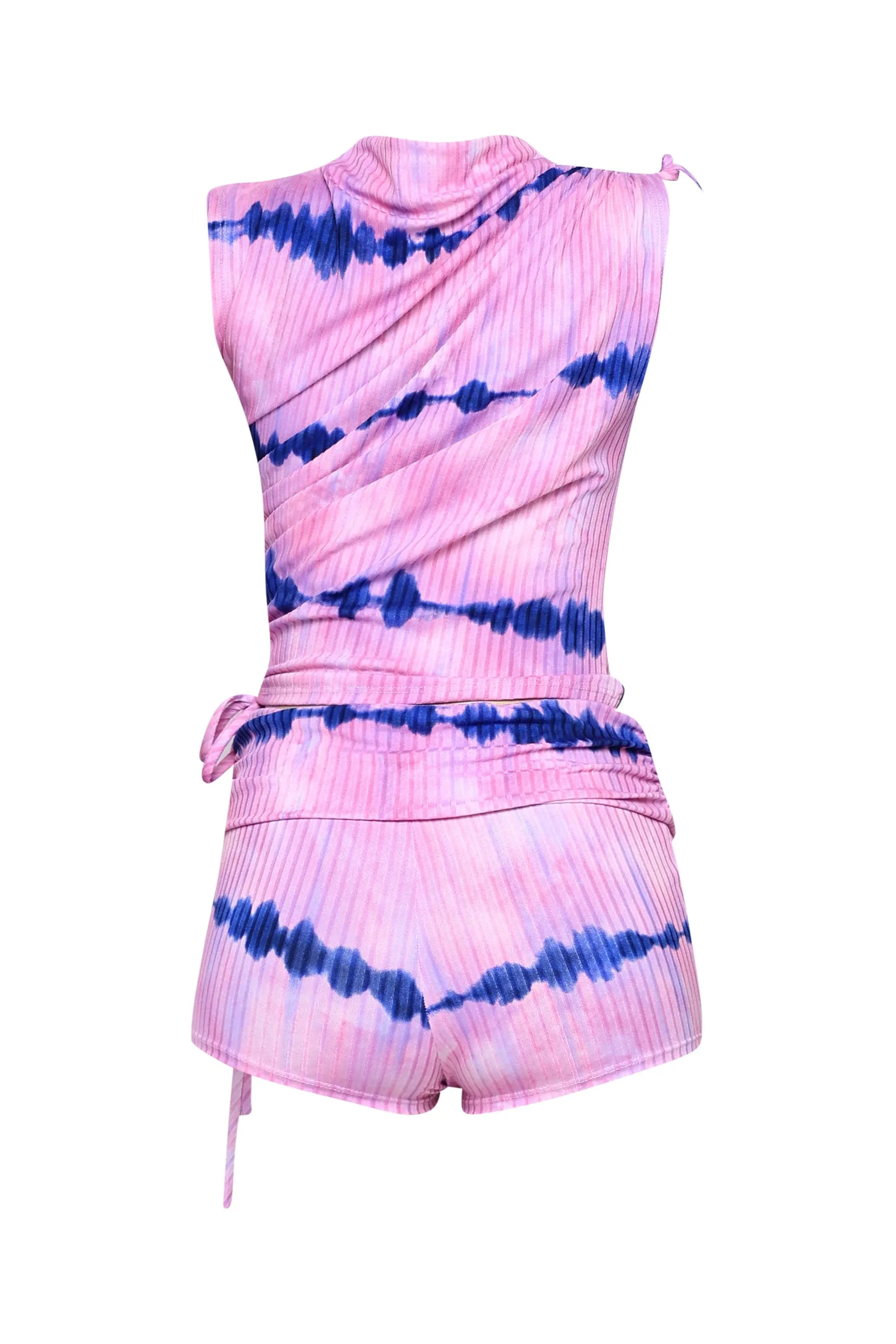 Tie dye printed ruched detailed short set. sold by Bogomore product image thumbnail 3