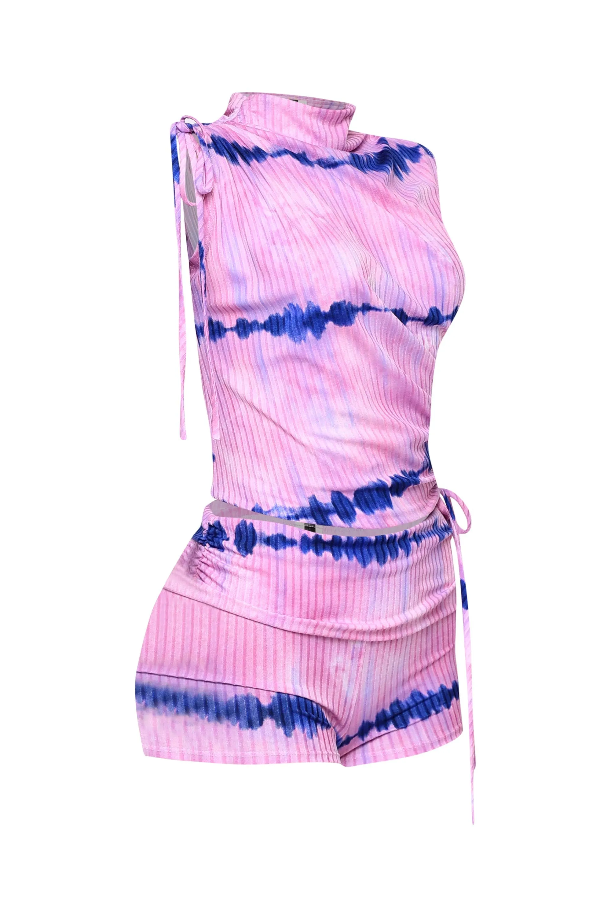 Tie dye printed ruched detailed short set. sold by Bogomore product image thumbnail 2