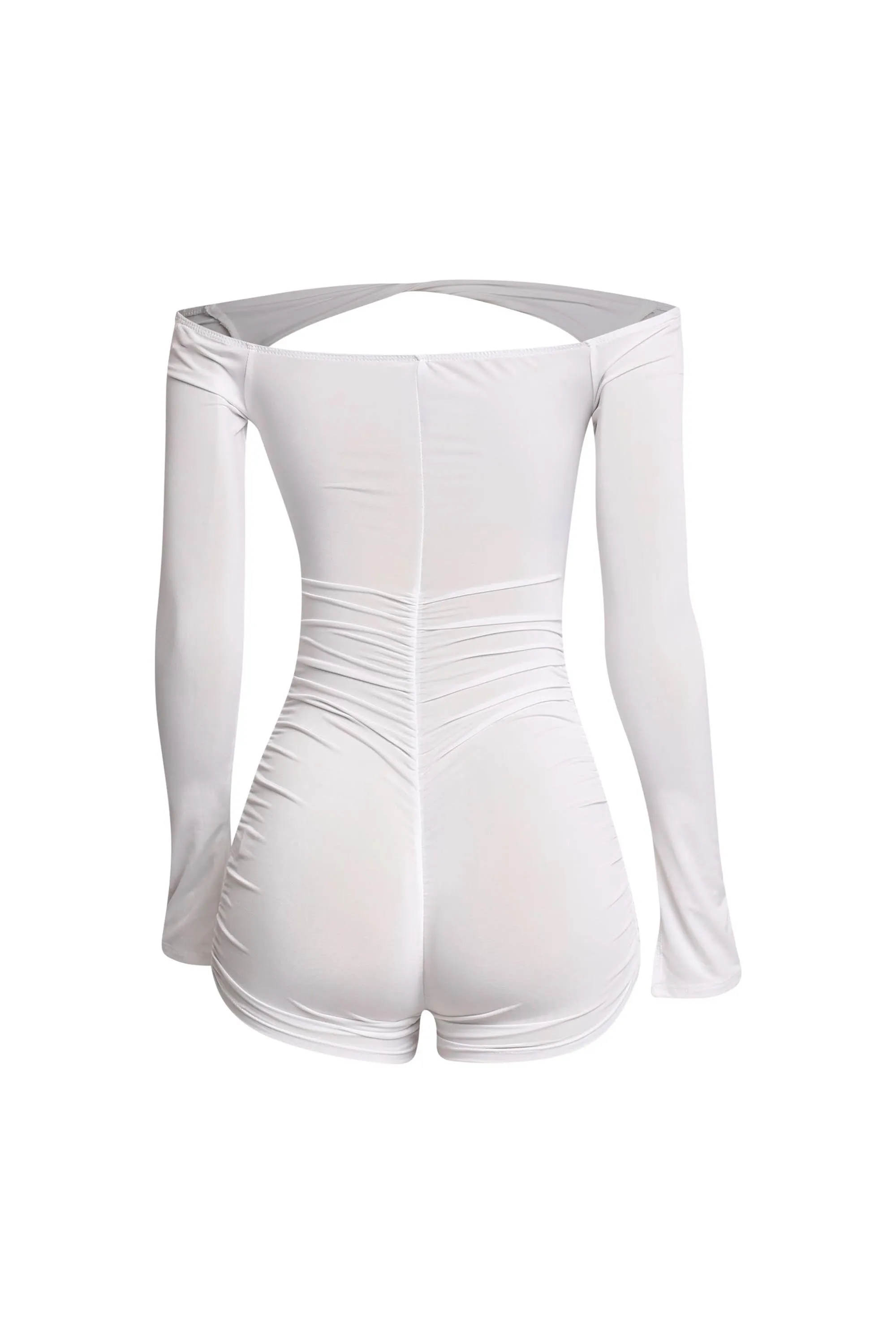 Heat Wave Off Shoulder Ruched Romper.. sold by Bogomore product image thumbnail 2