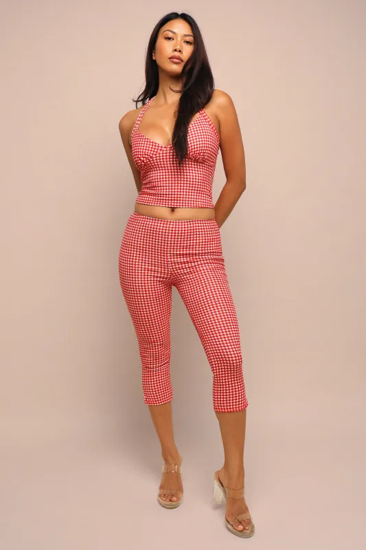 Halter top and capri pants set - Red sold by Bogomore