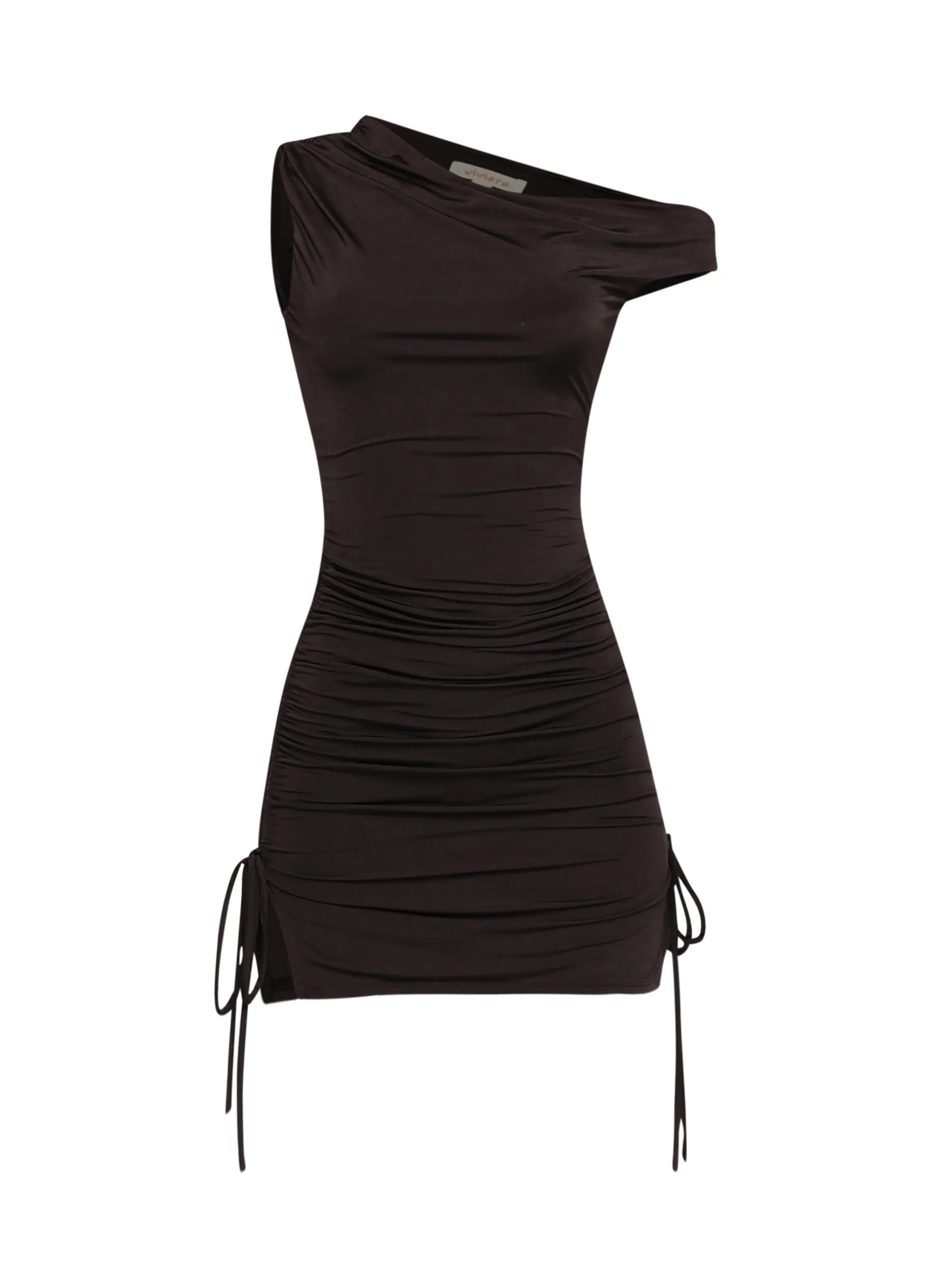 Crush Hour Asymmetrical Ruched Mini Dress. sold by Bogomore product image thumbnail 2