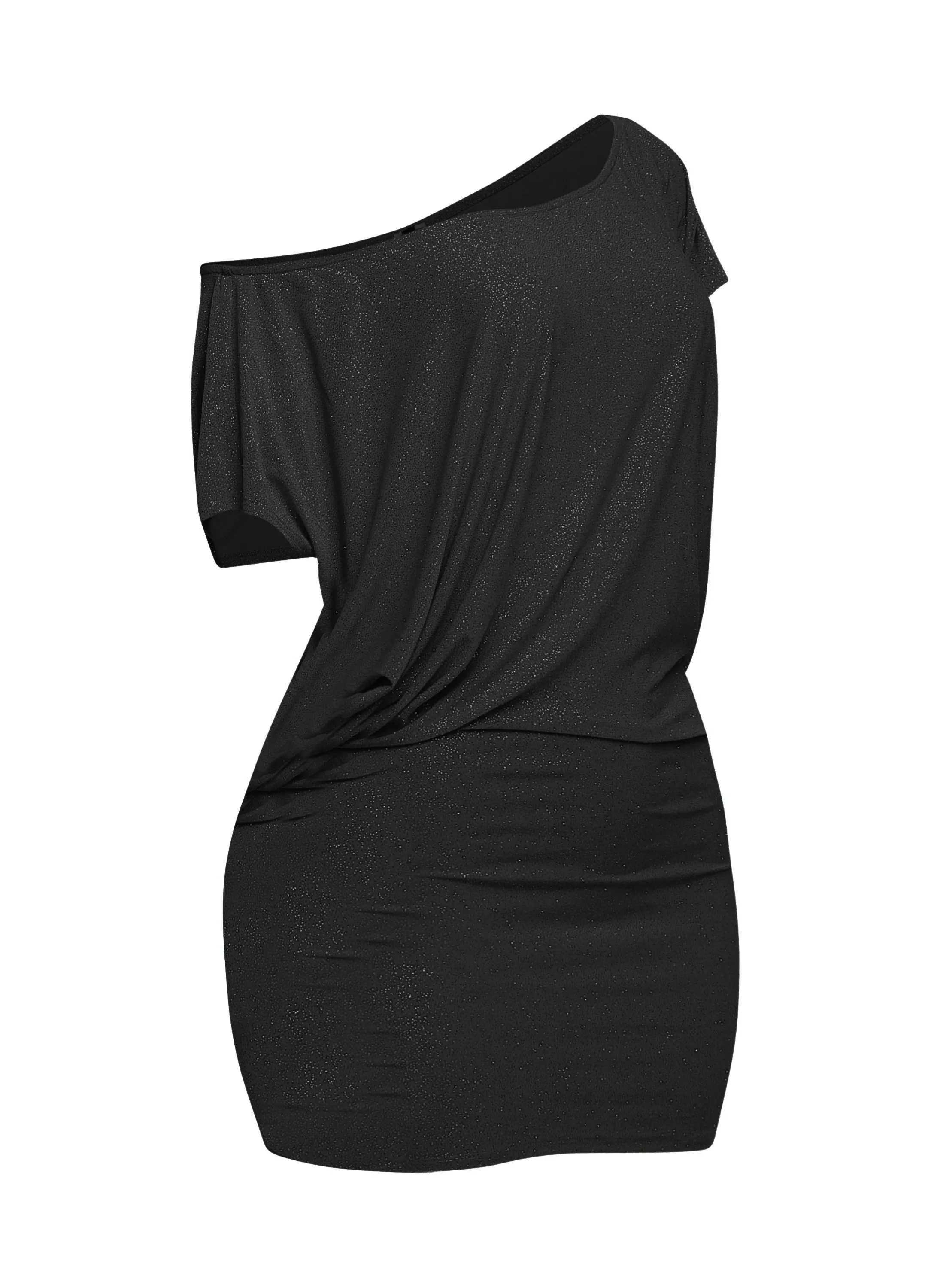 Disco Muse One Shoulder Glitter Mini Dress. sold by Bogomore product image thumbnail 2
