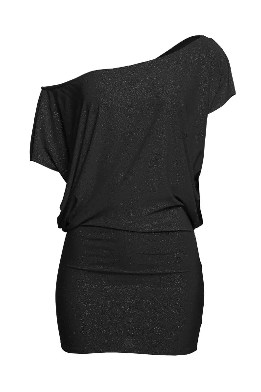 Disco Muse One Shoulder Glitter Mini Dress. sold by Bogomore