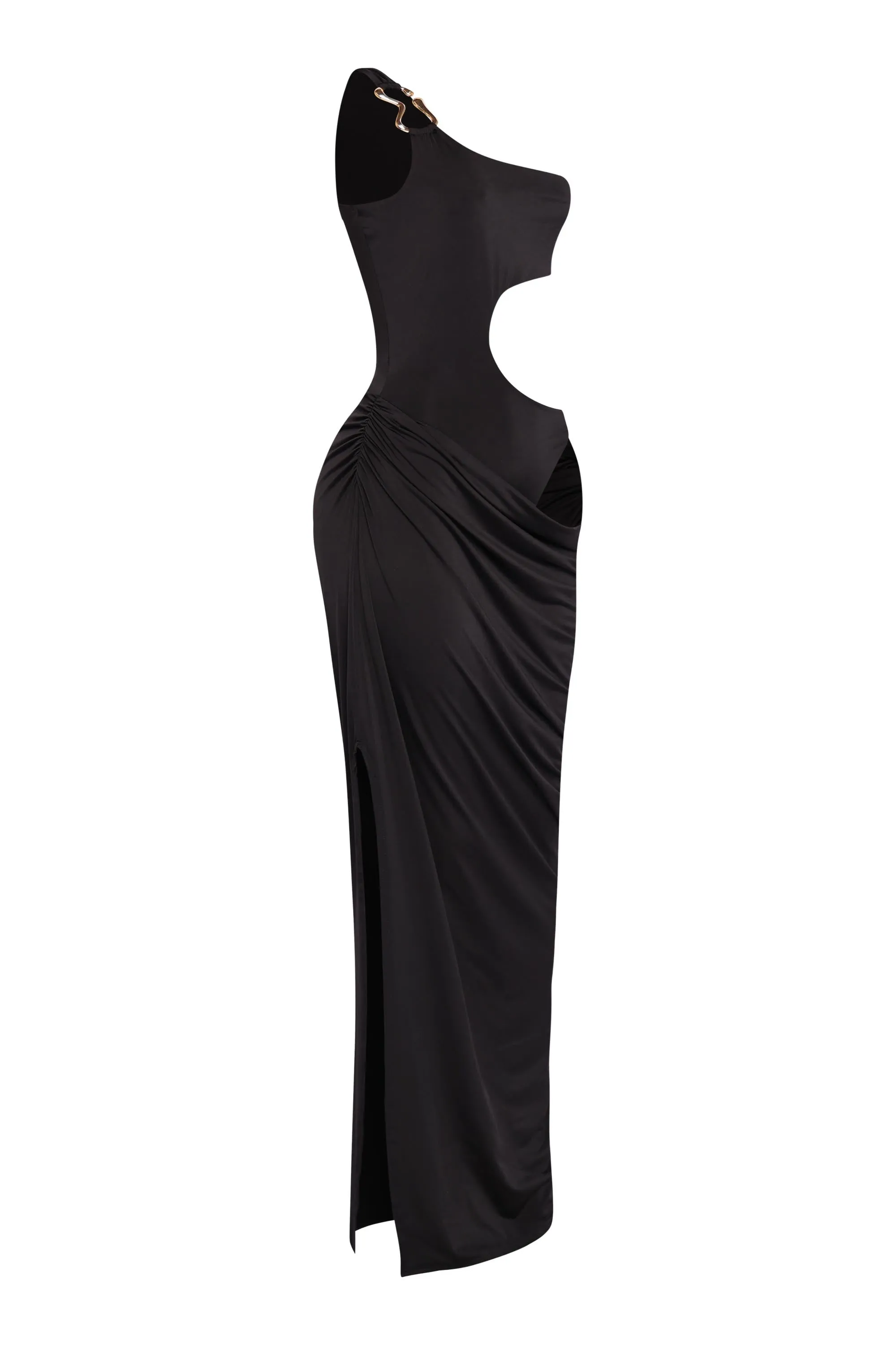 Asymmetric Cut-Out Maxi Dress with Draped Detail. sold by Bogomore product image thumbnail 3