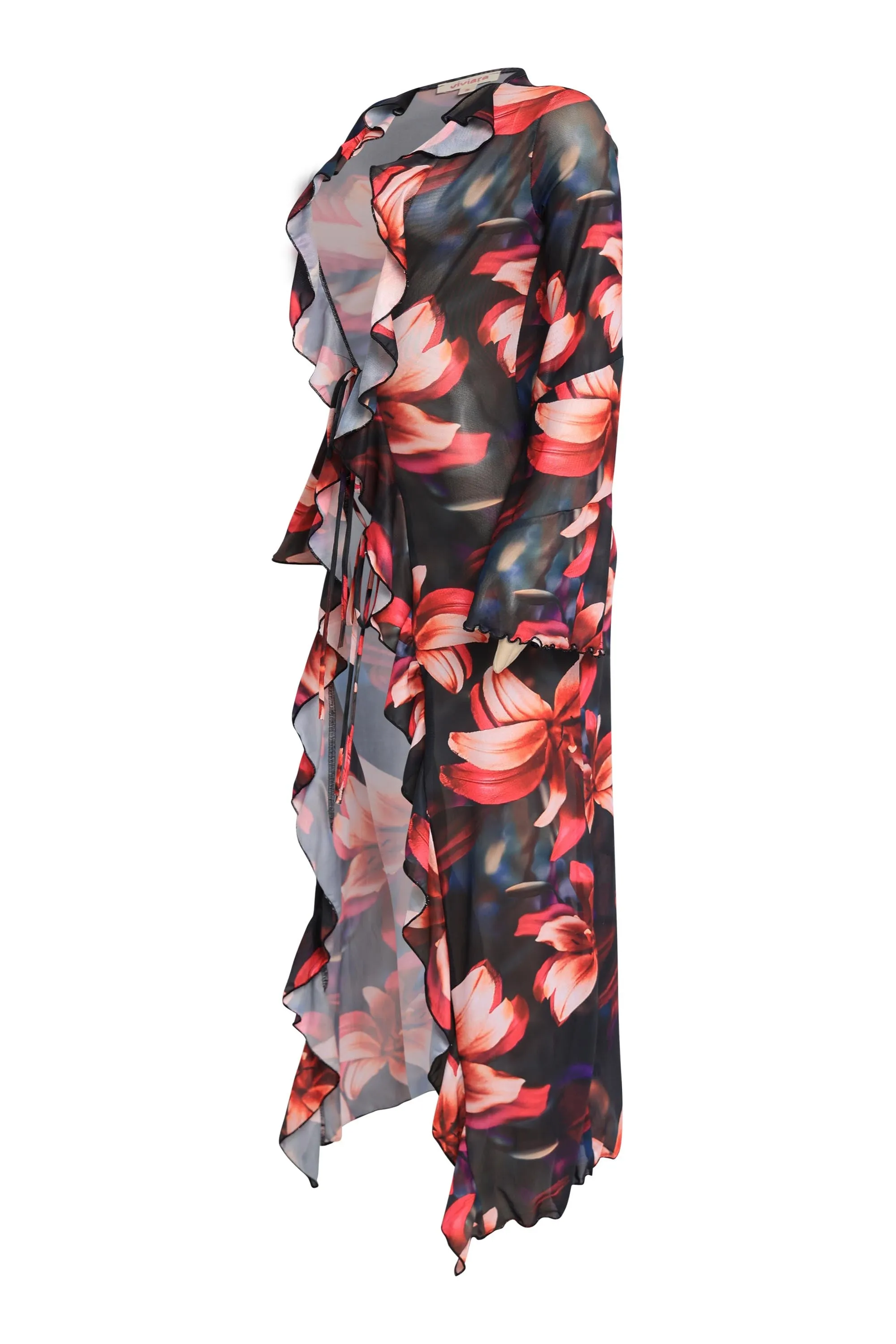 Soft Focus Cascading Ruffle Tie Top. sold by Bogomore product image thumbnail 4