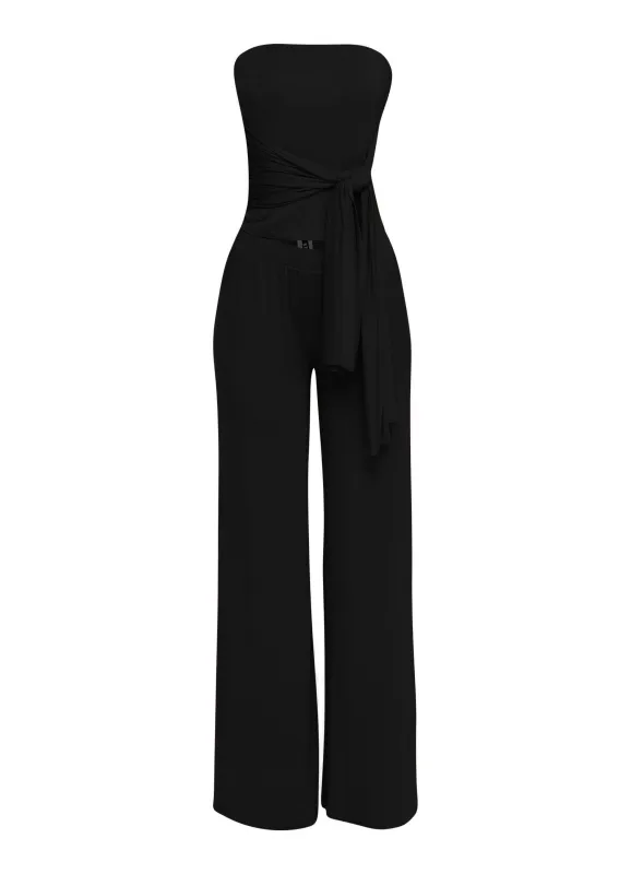 After Party Energy Strapless Tie Jumpsuit. sold by Bogomore