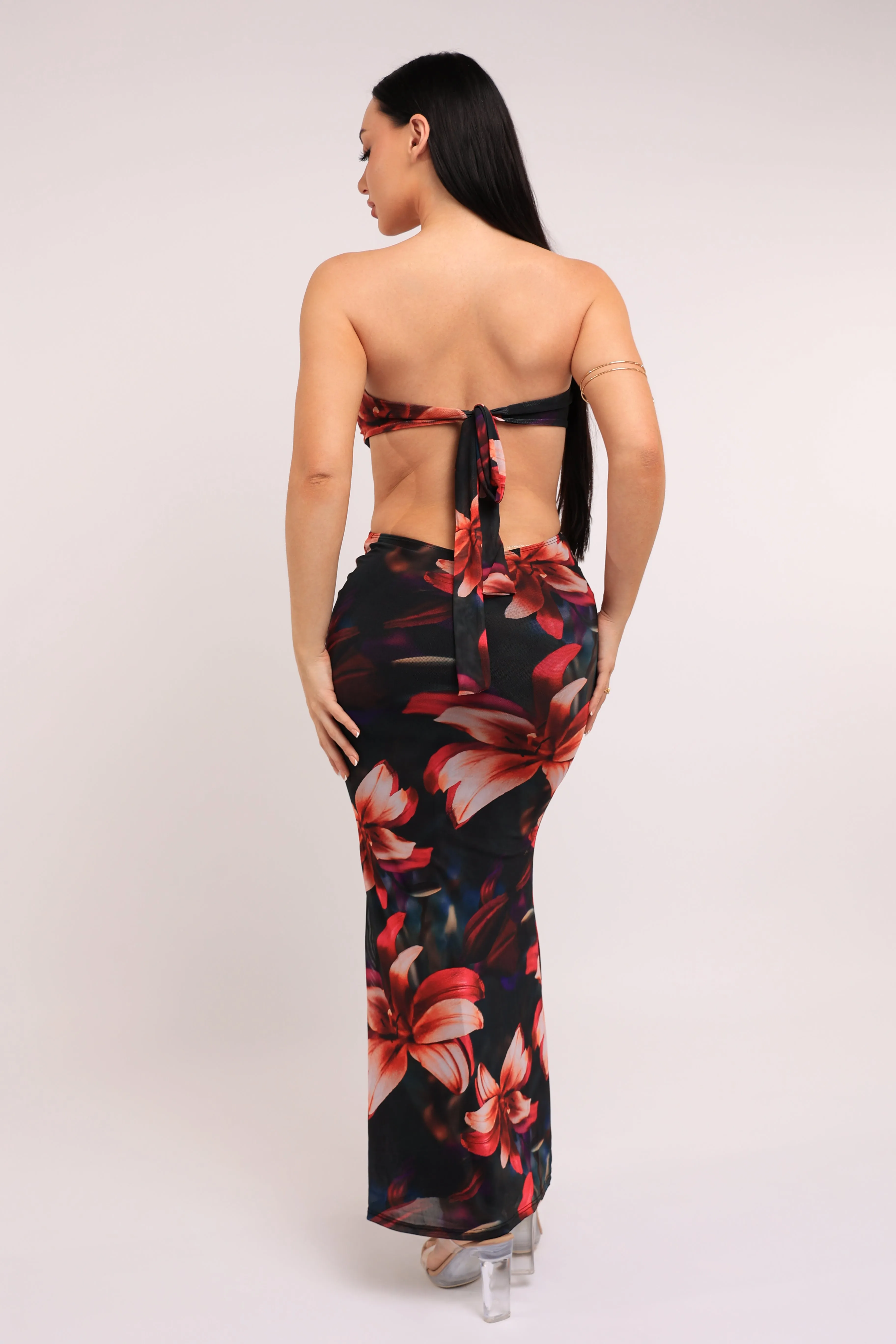 Midnight Bloom Strapless Cutout Midi Dress sold by Bogomore product image thumbnail 2