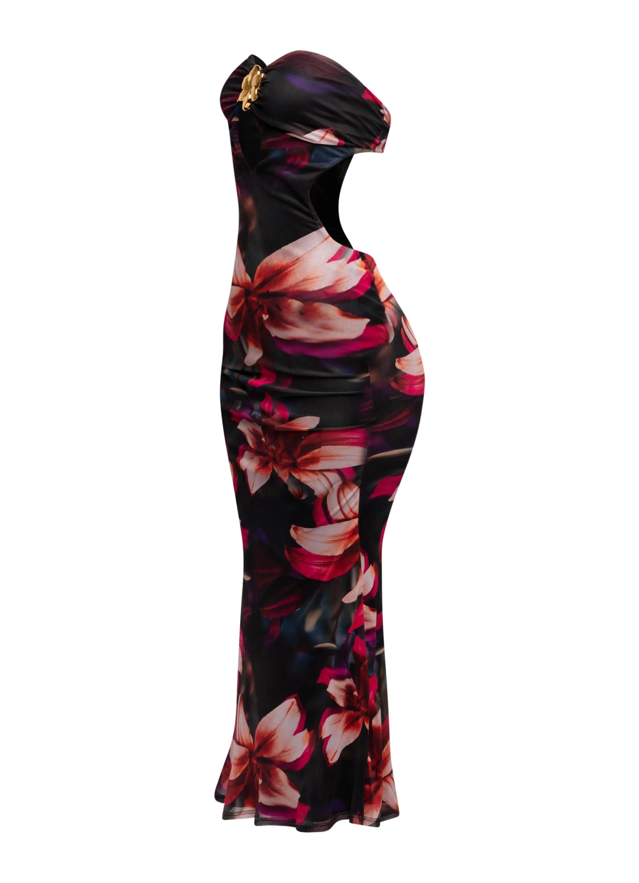 Midnight Bloom Strapless Cutout Midi Dress sold by Bogomore product image thumbnail 4